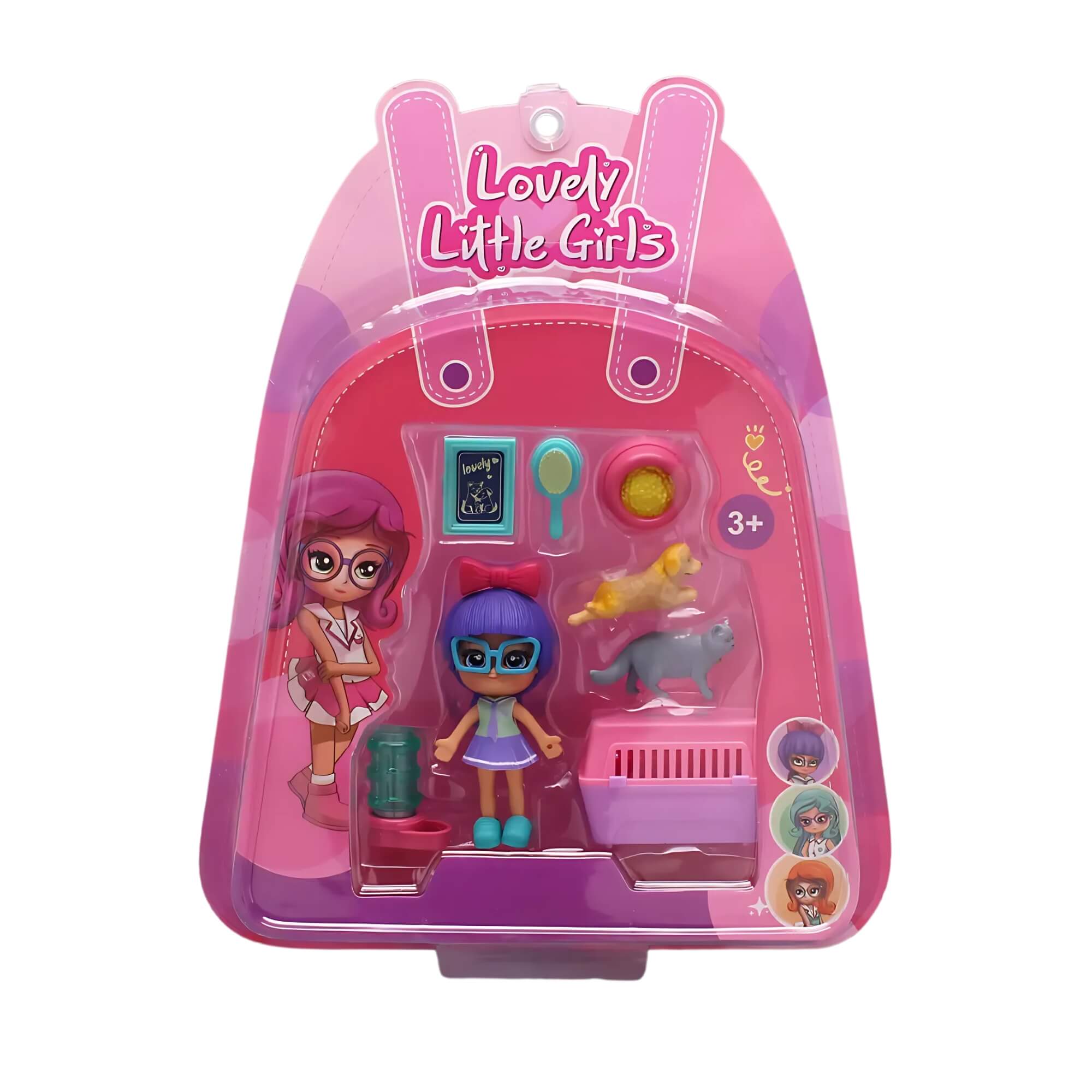 COMP 2x Bonecas Lovely Little Girls Super Pet Shop Sortidas Multikids - BR2268