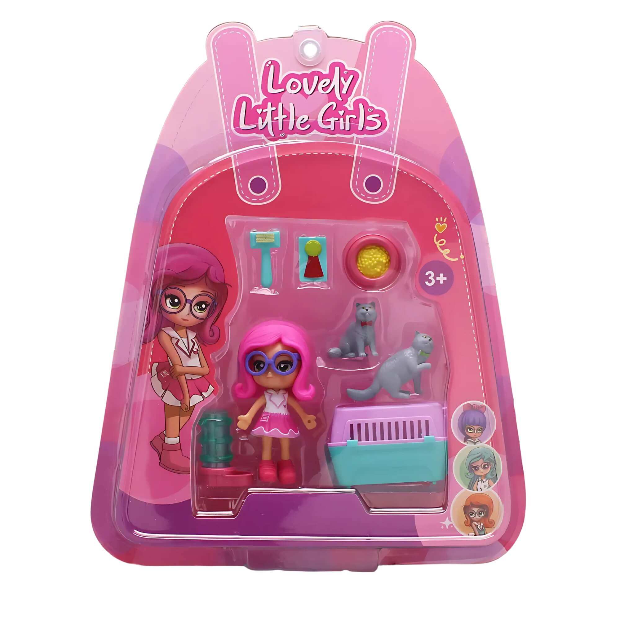 COMP 2x Bonecas Lovely Little Girls Super Pet Shop Sortidas Multikids - BR2268
