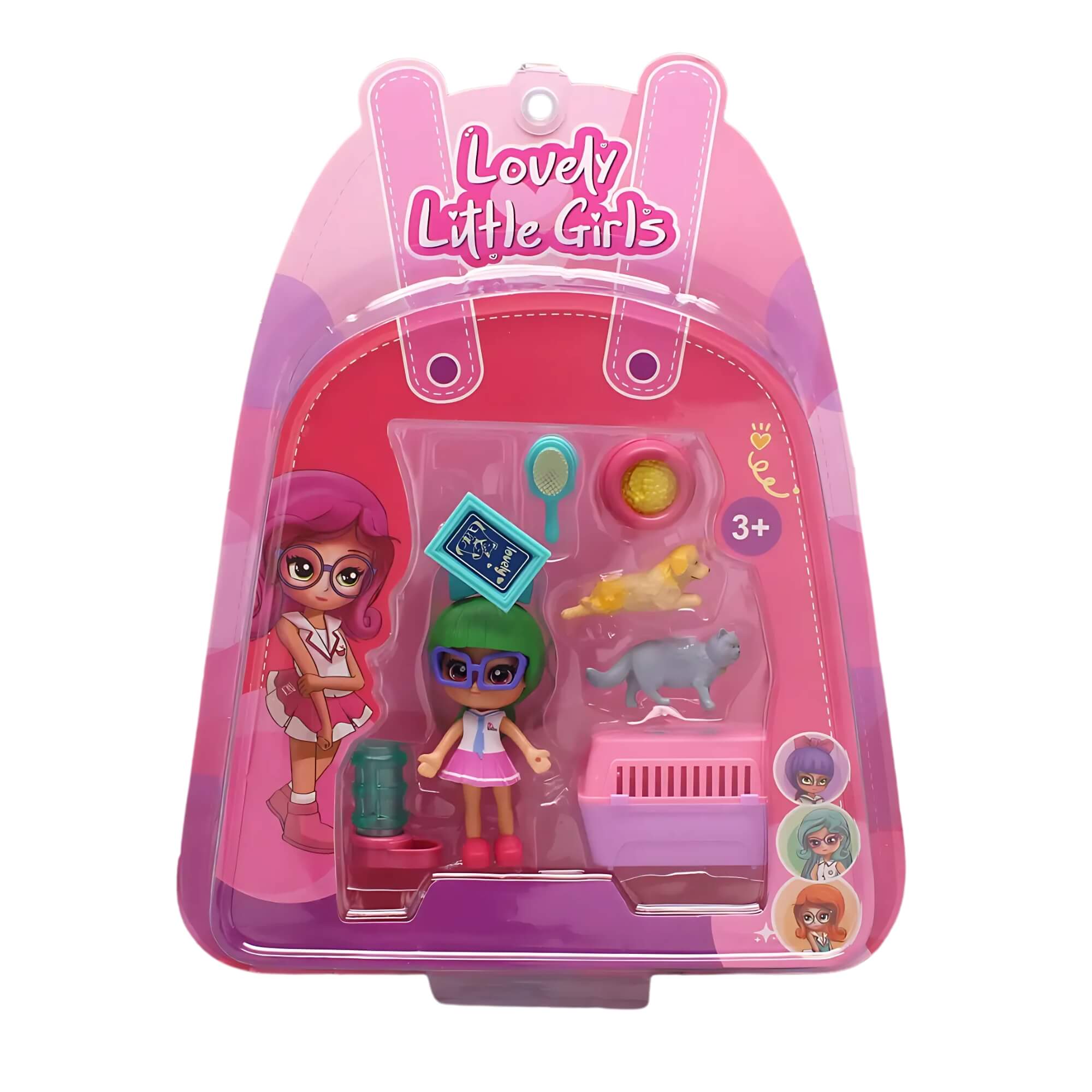 COMP 2x Bonecas Lovely Little Girls Super Pet Shop Sortidas Multikids - BR2268