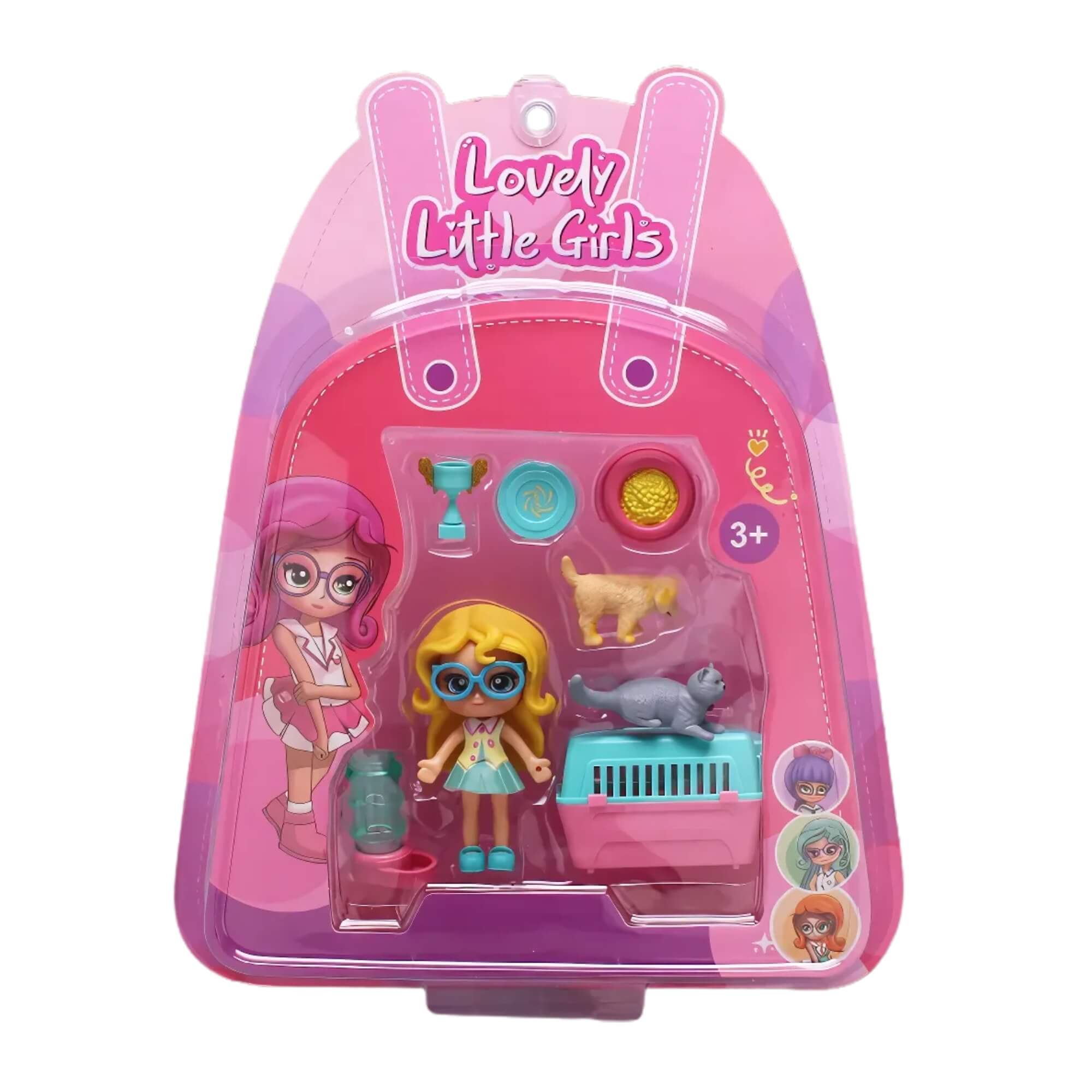 COMP 2x Bonecas Lovely Little Girls Super Pet Shop Sortidas Multikids - BR2268
