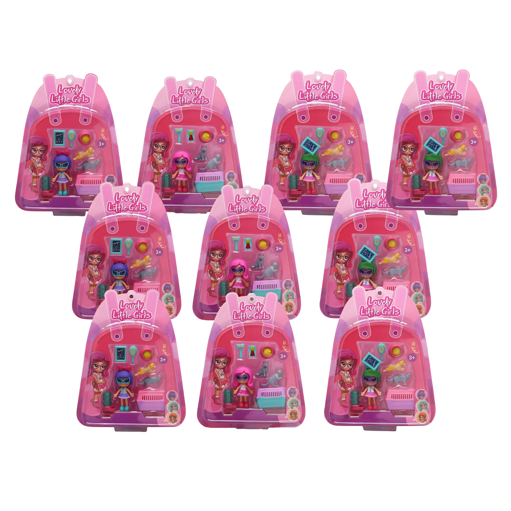 COMP 10x Bonecas Lovely Little Girls Super Pet Shop Sortidas Multikids - BR2268