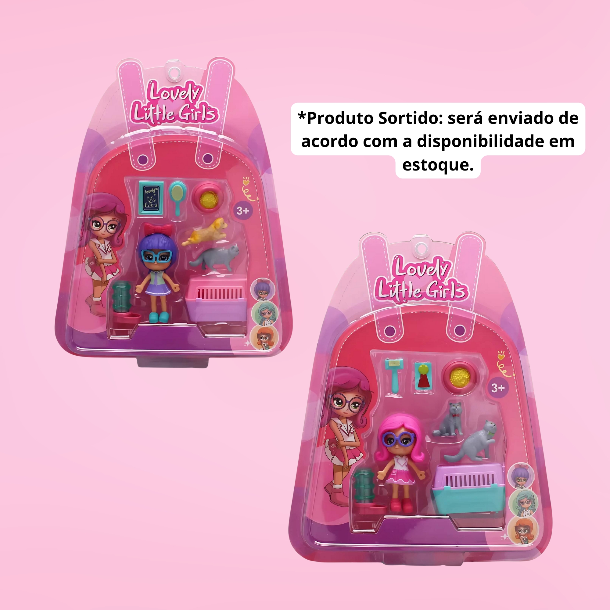 COMP 10x Bonecas Lovely Little Girls Super Pet Shop Sortidas Multikids - BR2268