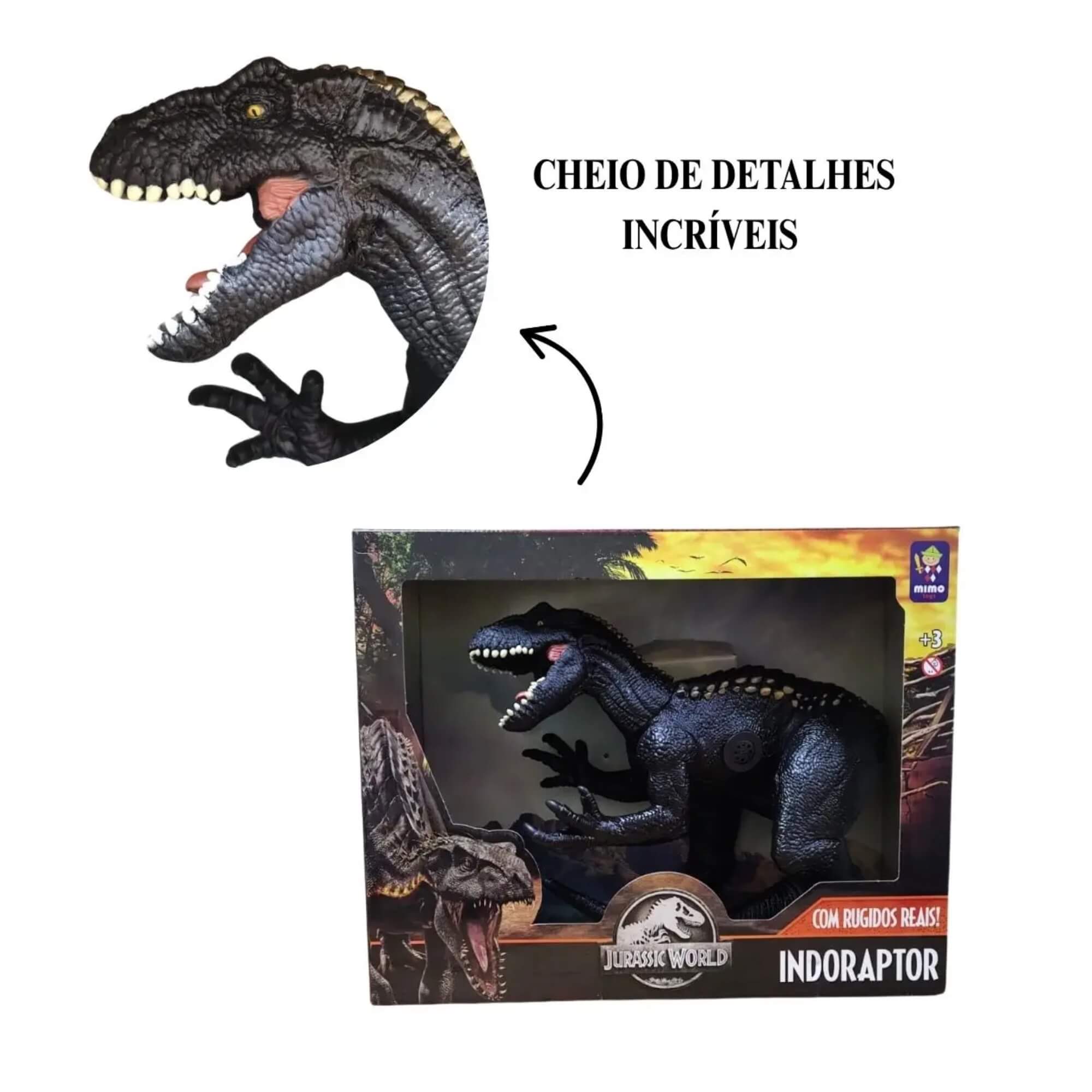 Brinquedo Infantil Boneco Gigante Indoraptor Jurassic World c/ Som Mimo Toys - 0747