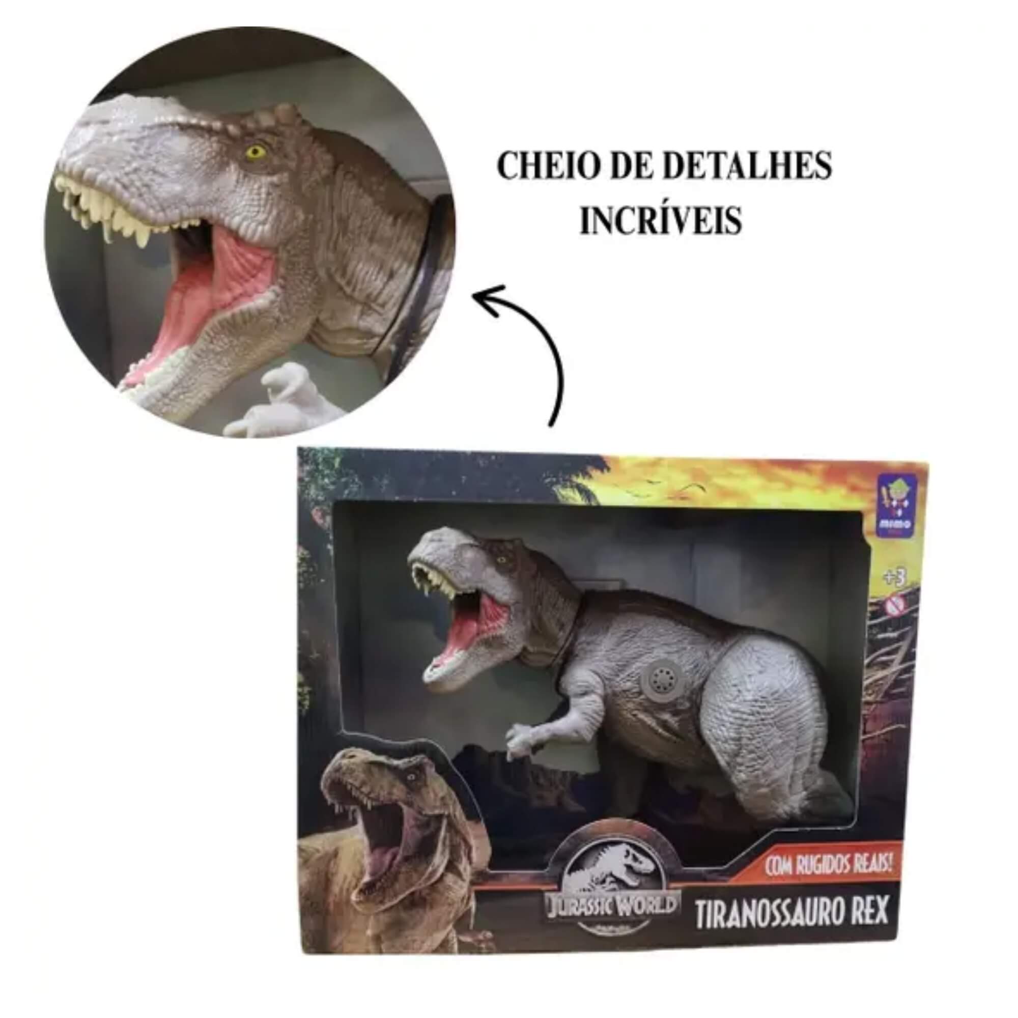 Brinquedo Infantil Boneco T-Rex Jurassic World Gigante c/ Som Mimo Toys - 0749