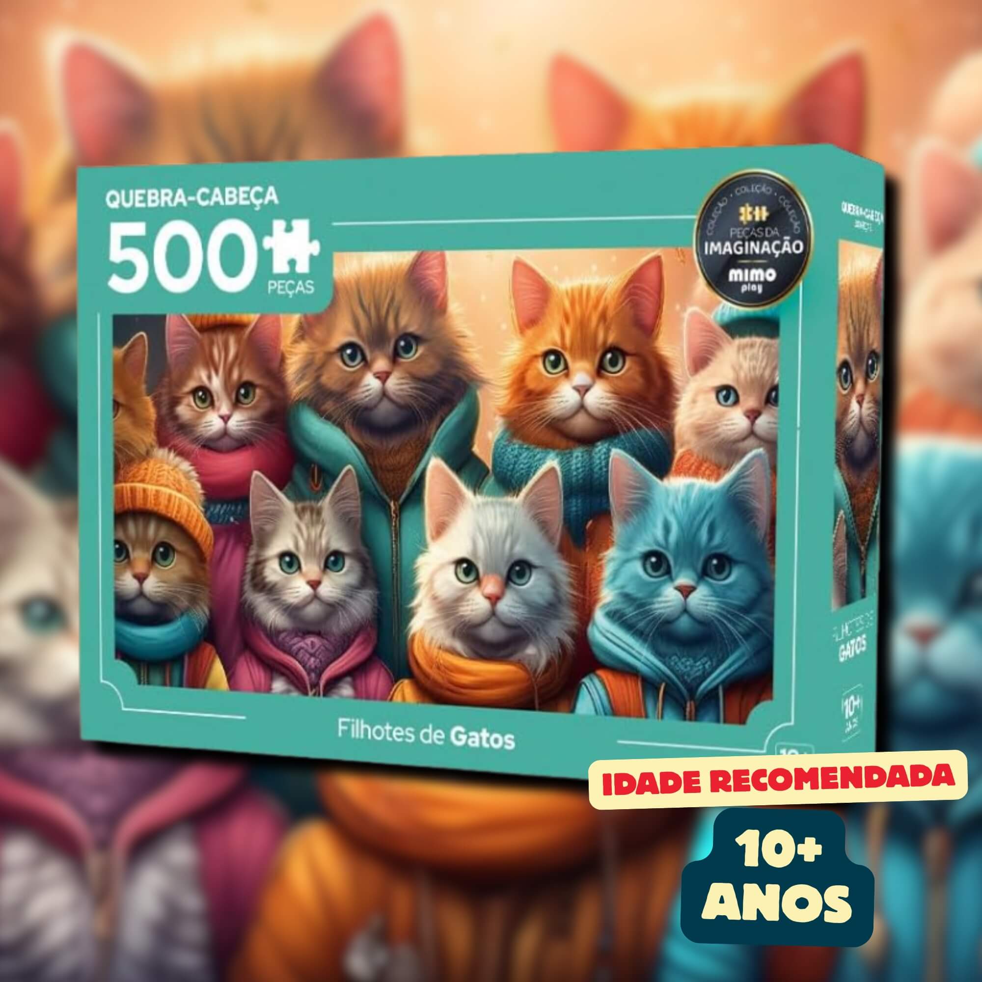 Quebra-Cabeça Puzzle Peças da Imaginação Gatos 500 peças Mimo Toys - 2632