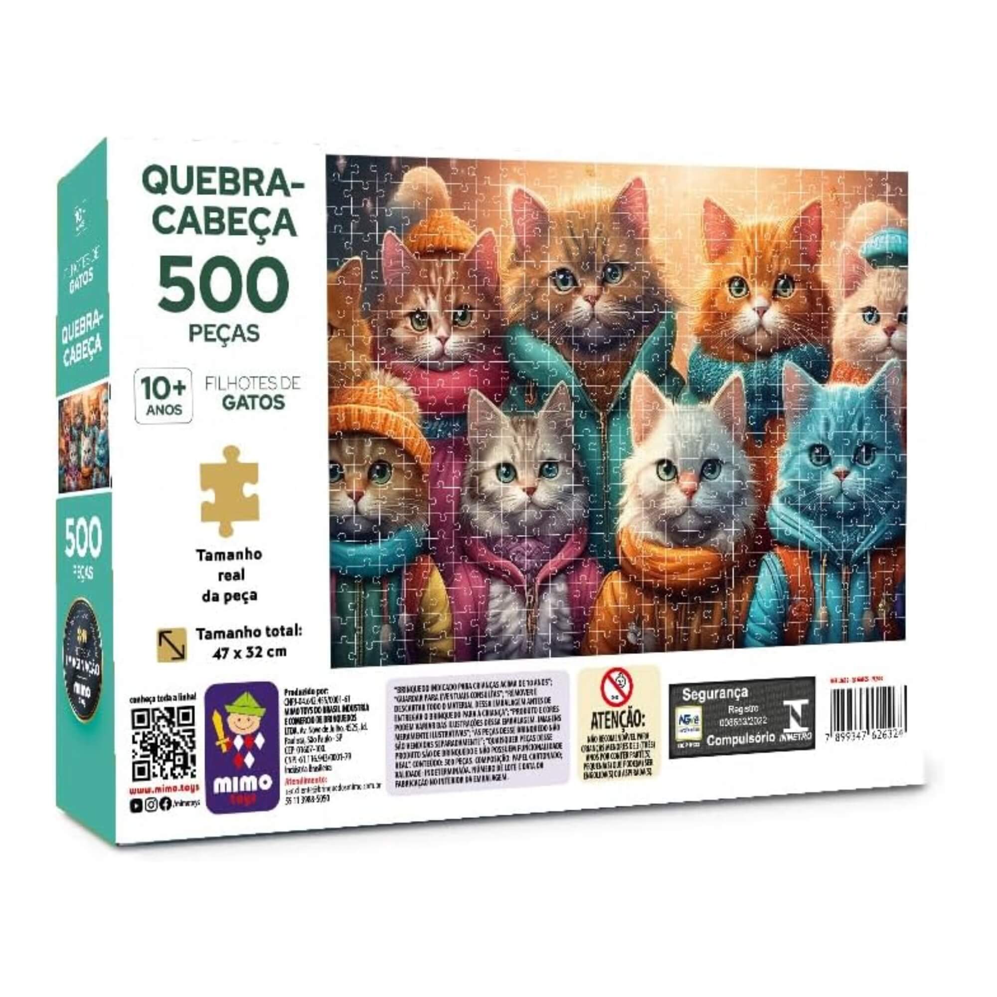 Quebra-Cabeça Puzzle Peças da Imaginação Gatos 500 peças Mimo Toys - 2632