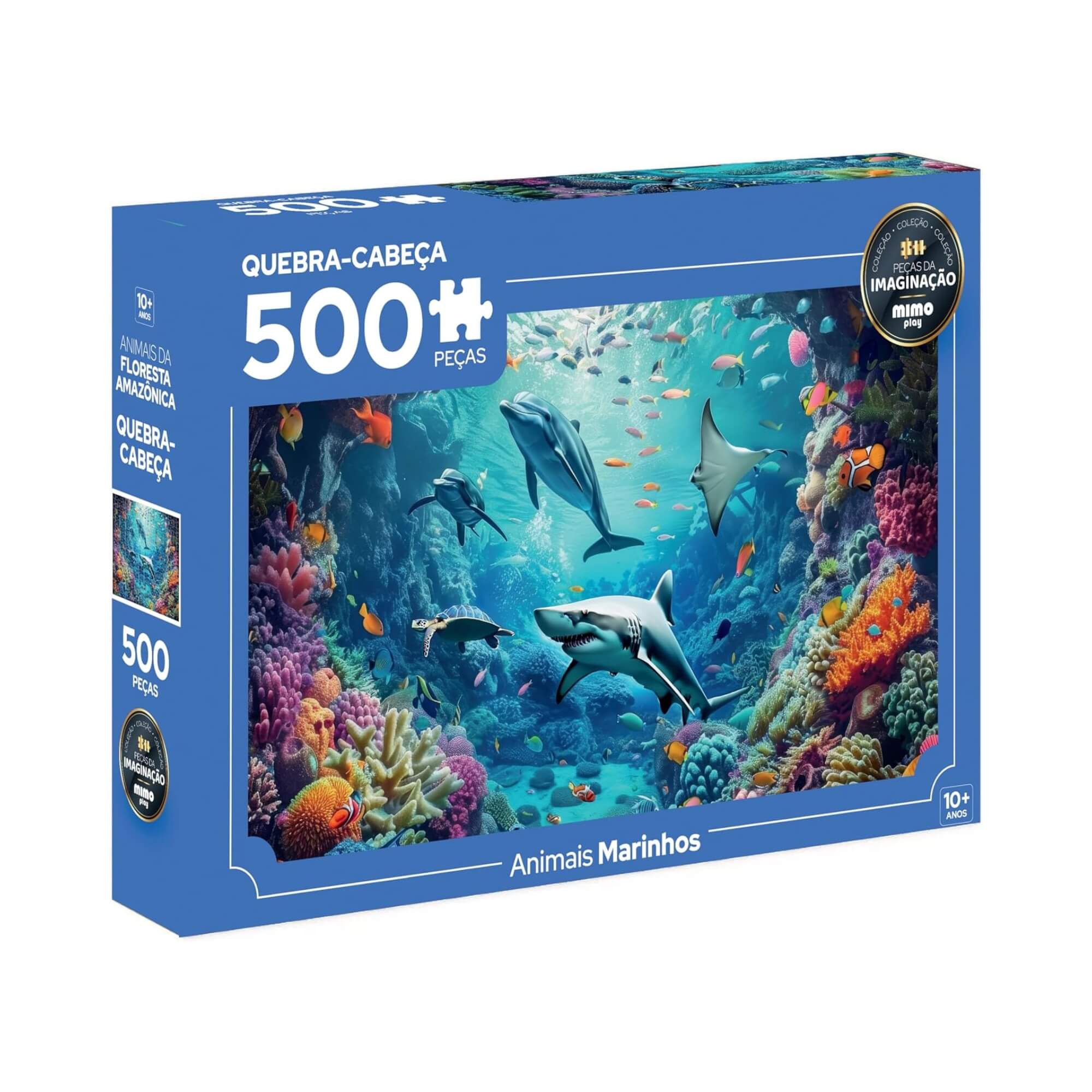 Quebra-Cabeça Puzzle Peças da Imaginação Animais Marinhos 500 peças Mimo Toys - 2634