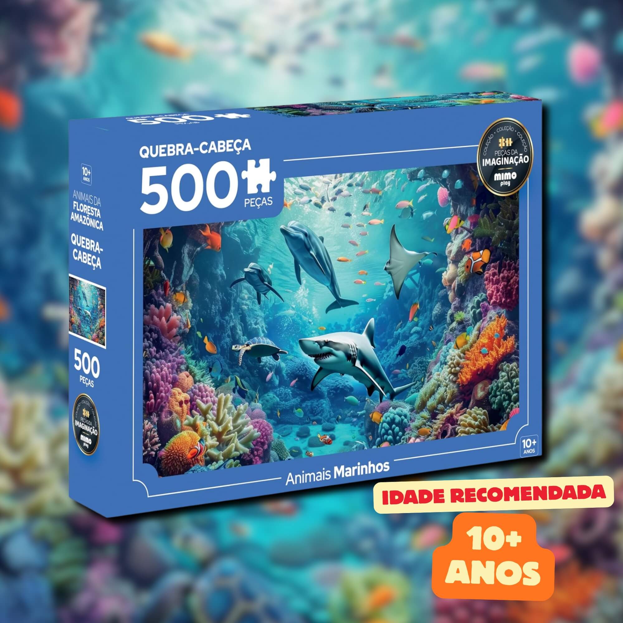 Quebra-Cabeça Puzzle Peças da Imaginação Animais Marinhos 500 peças Mimo Toys - 2634