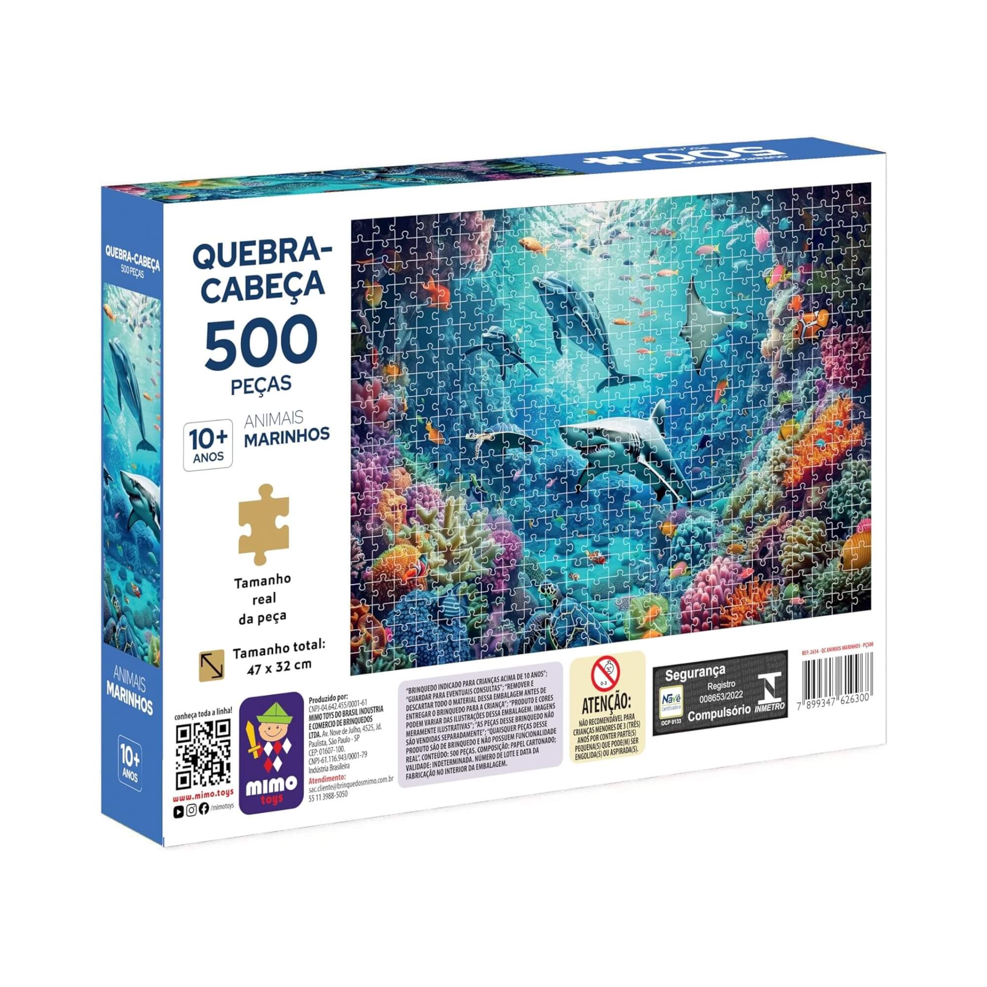 Quebra-Cabeça Puzzle Peças da Imaginação Animais Marinhos 500 peças Mimo Toys - 2634