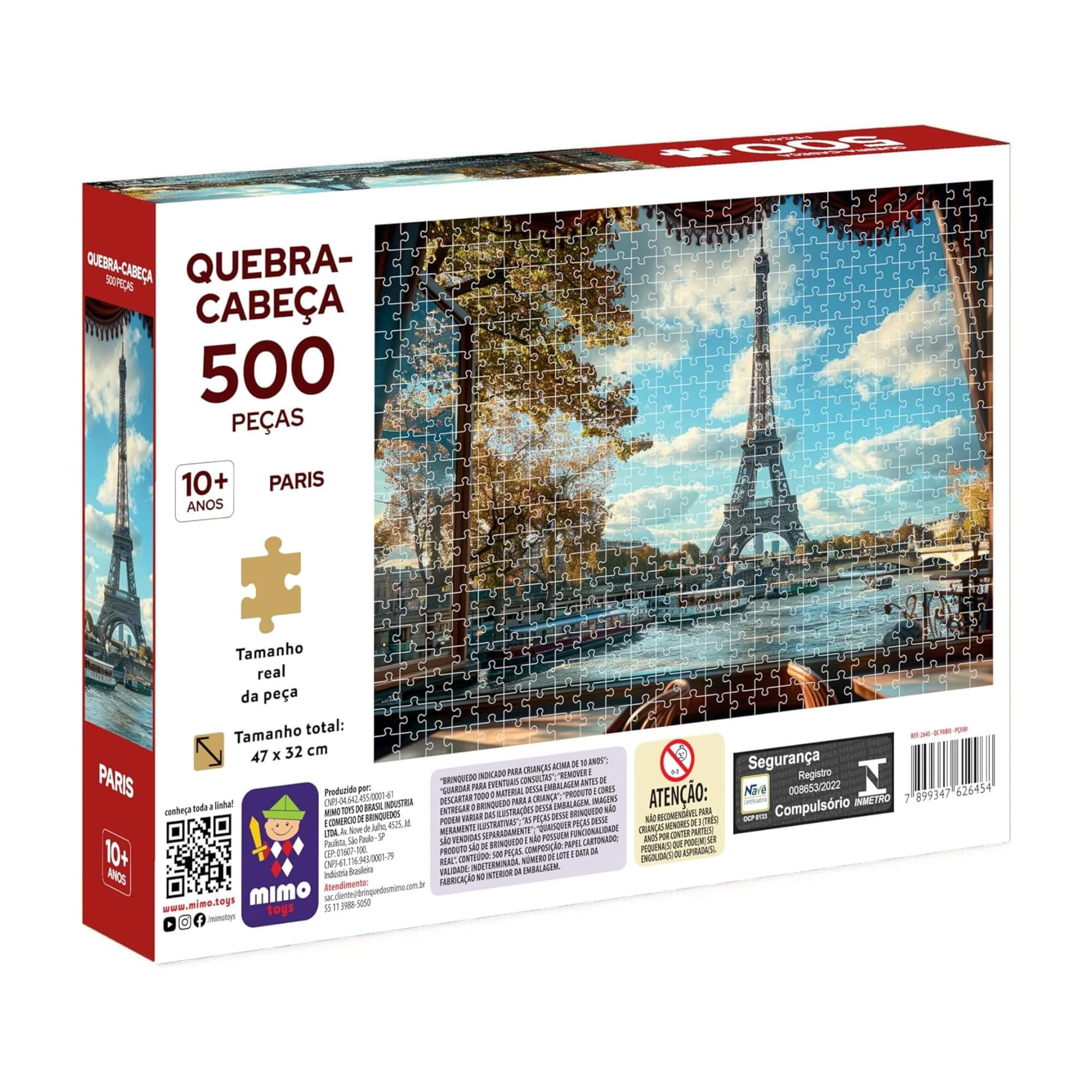Quebra-Cabeça Puzzle Mundo em Peças Paris 500 peças Mimo Toys - 2645