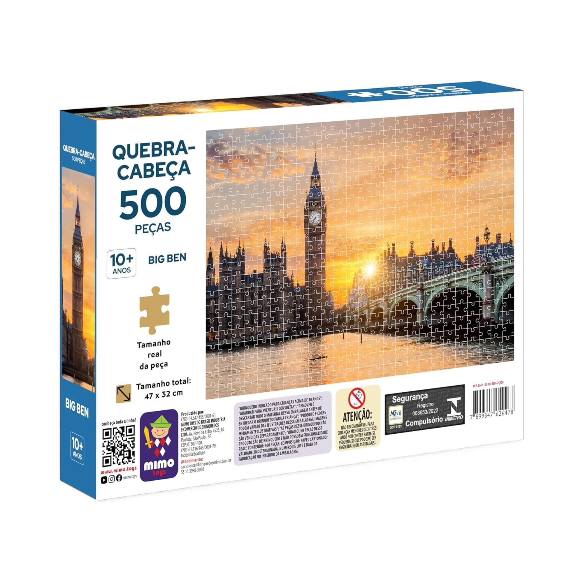 Quebra-Cabeça Puzzle Mundo em Peças Big Ben 500 peças Mimo Toys - 2647