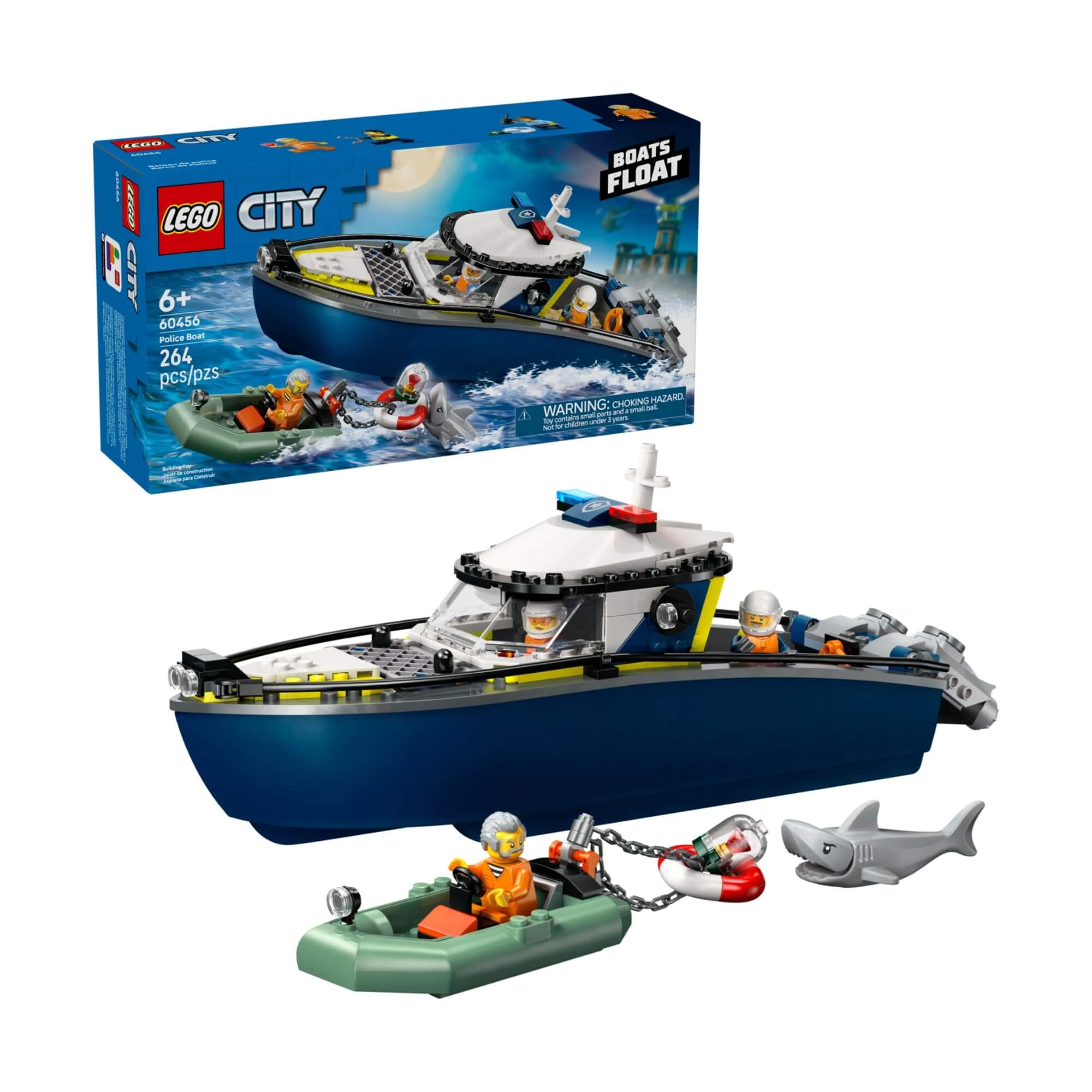 LEGO City - Perseguição de Barco Policial com 264 peças - 4111160456