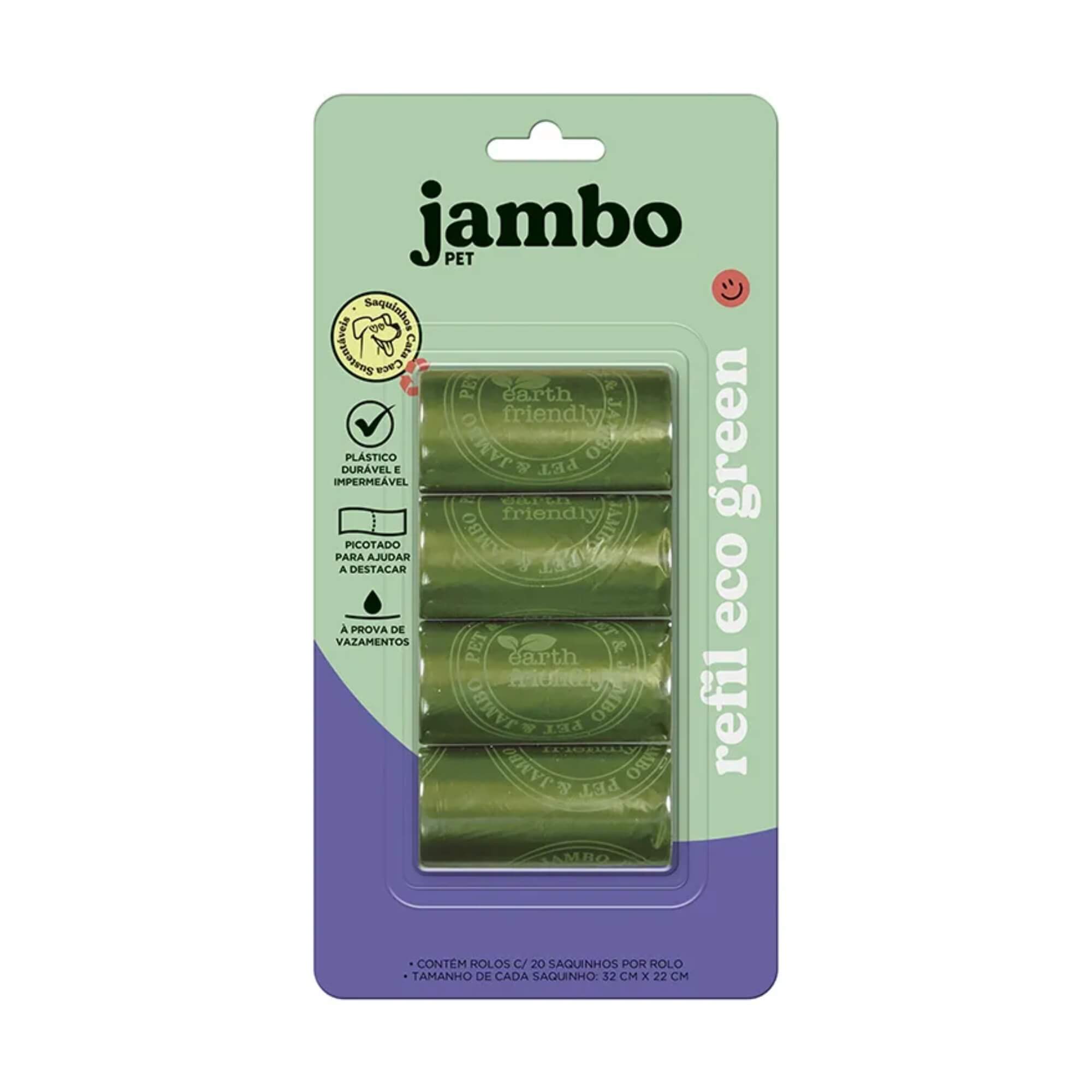 Refil Bio Eco Green 4 Rolos de Saquinhos Higiênicos Degradáveis Jambo Pets - 11326