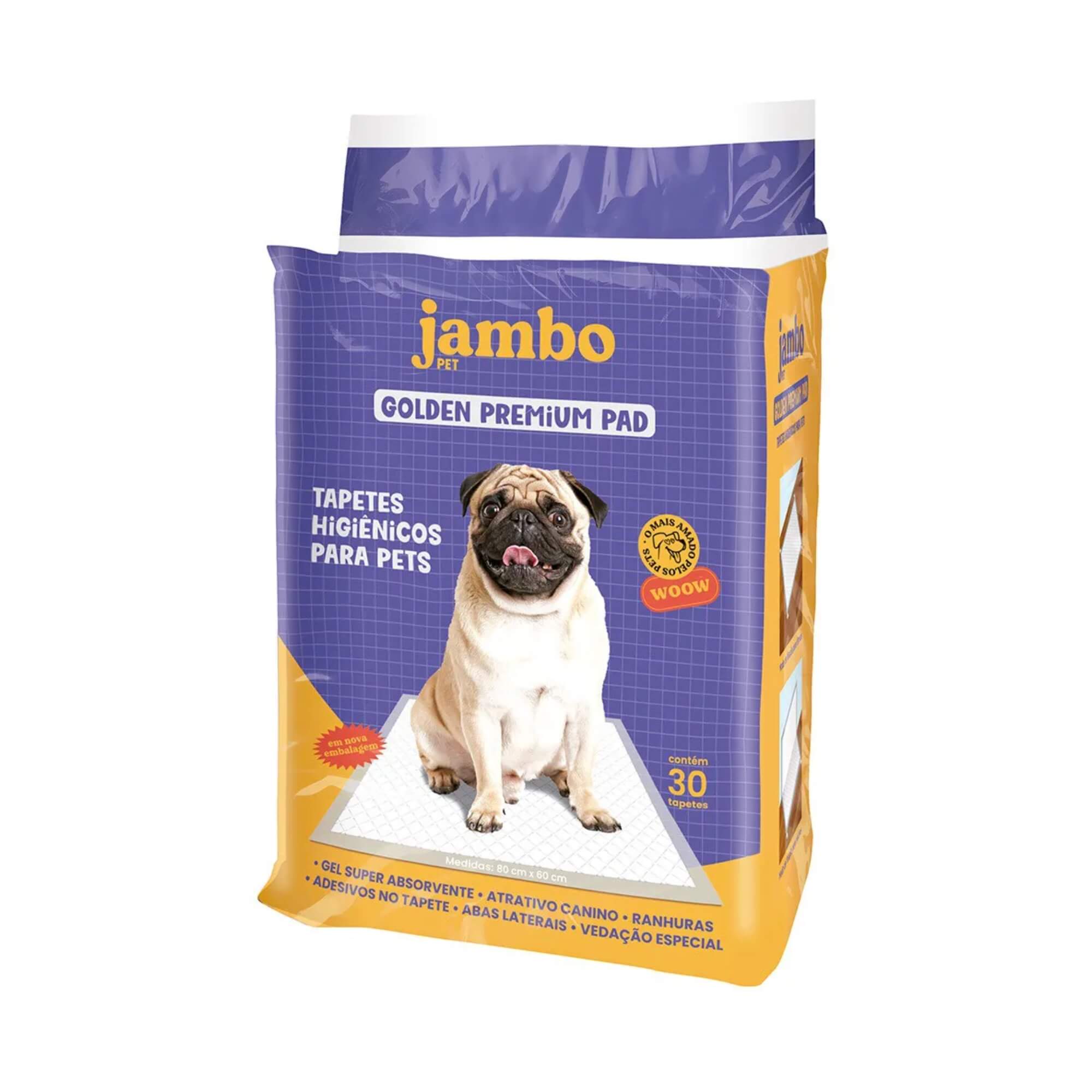 Tapete Higiênico Golden Premium para Cães 60x80 com 30 Unidades Jambo Pets - 10930