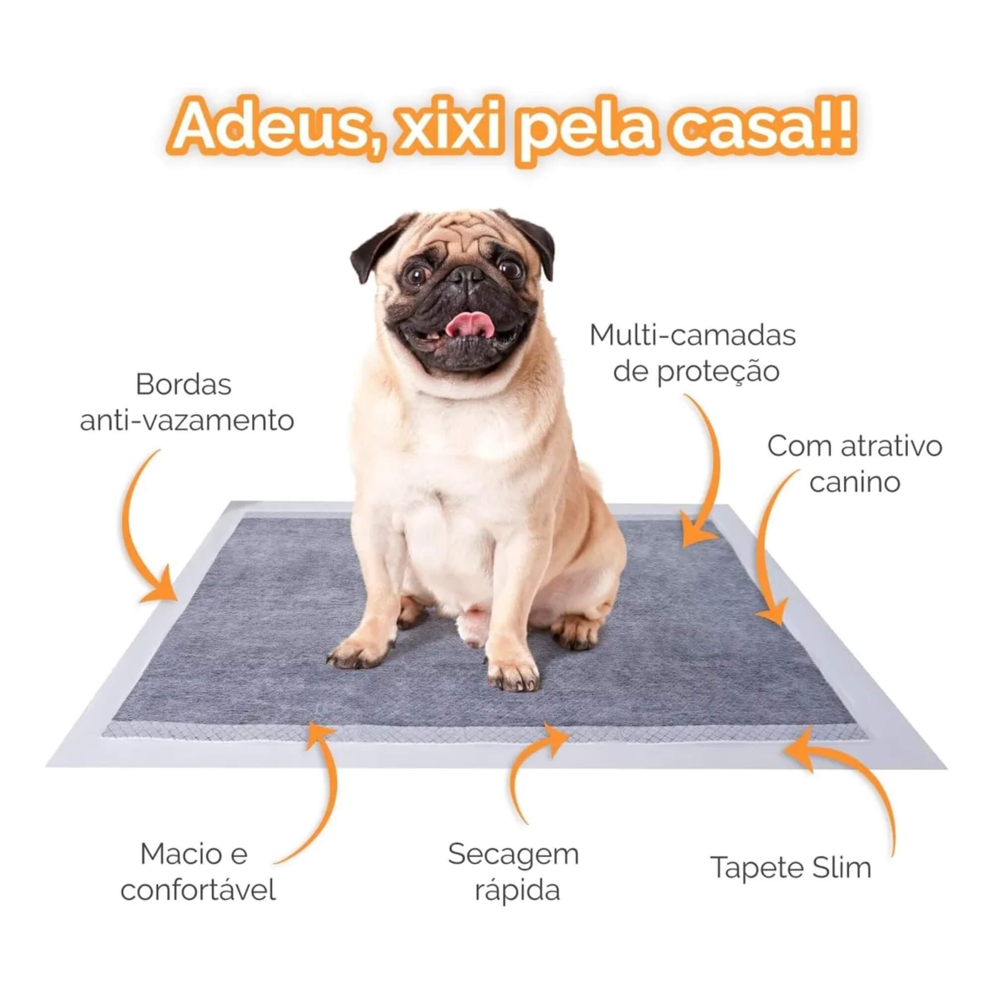 Tapete Higiênico Carbon com 6 Camadas de Proteção 30 Peças 60X80 Jambo Pets - 10933