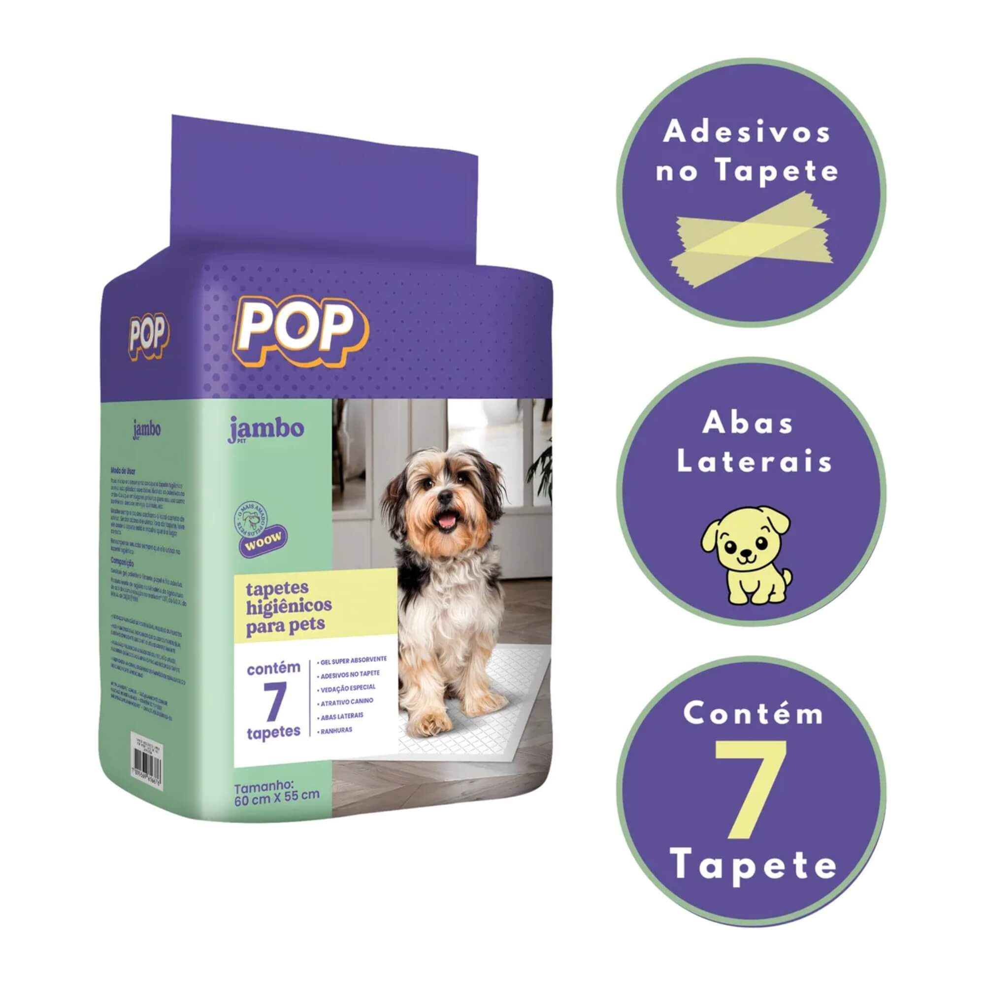 Tapete Higienico Jambo Pop Cães 7 Peças 60x55 Jambo Pets - 10976