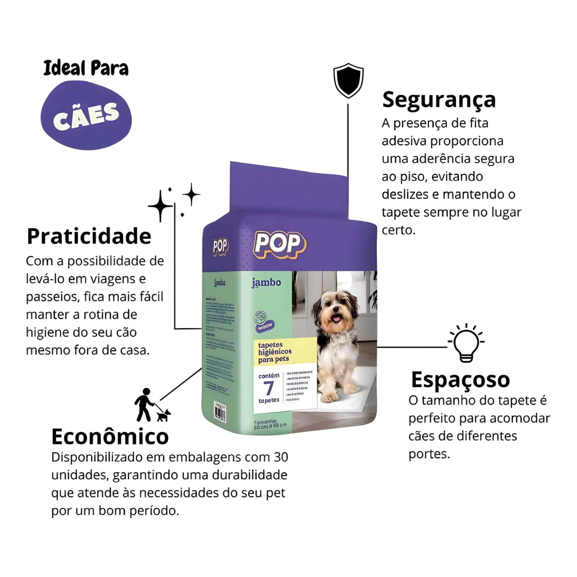 Tapete Higienico Jambo Pop Cães 30 Peças 60x55 Jambo Pets - 10975