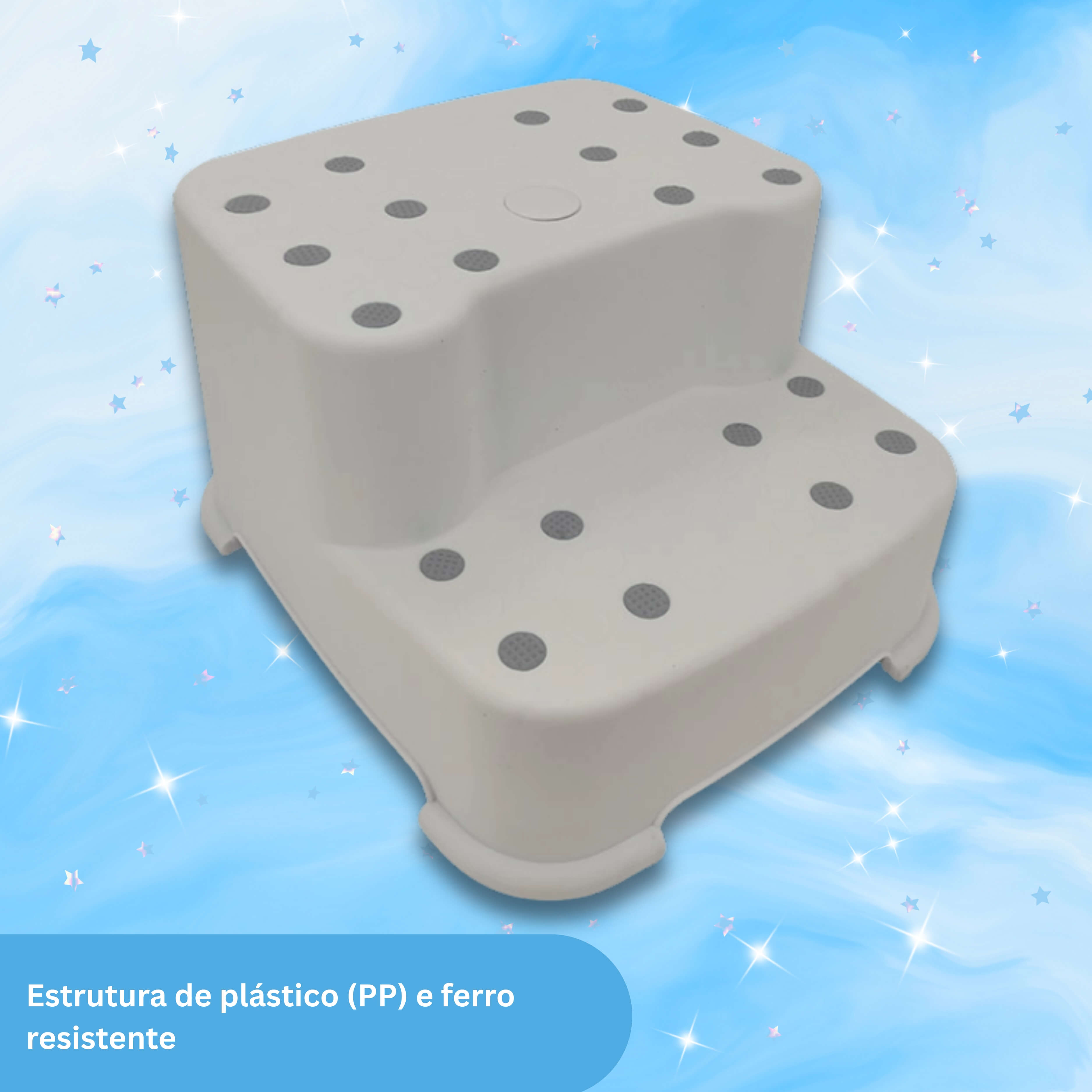 Degrau Infantil Duplo Branco Antiderrapante p/ Banheiro e Cozinha Zippy Toys - 10419