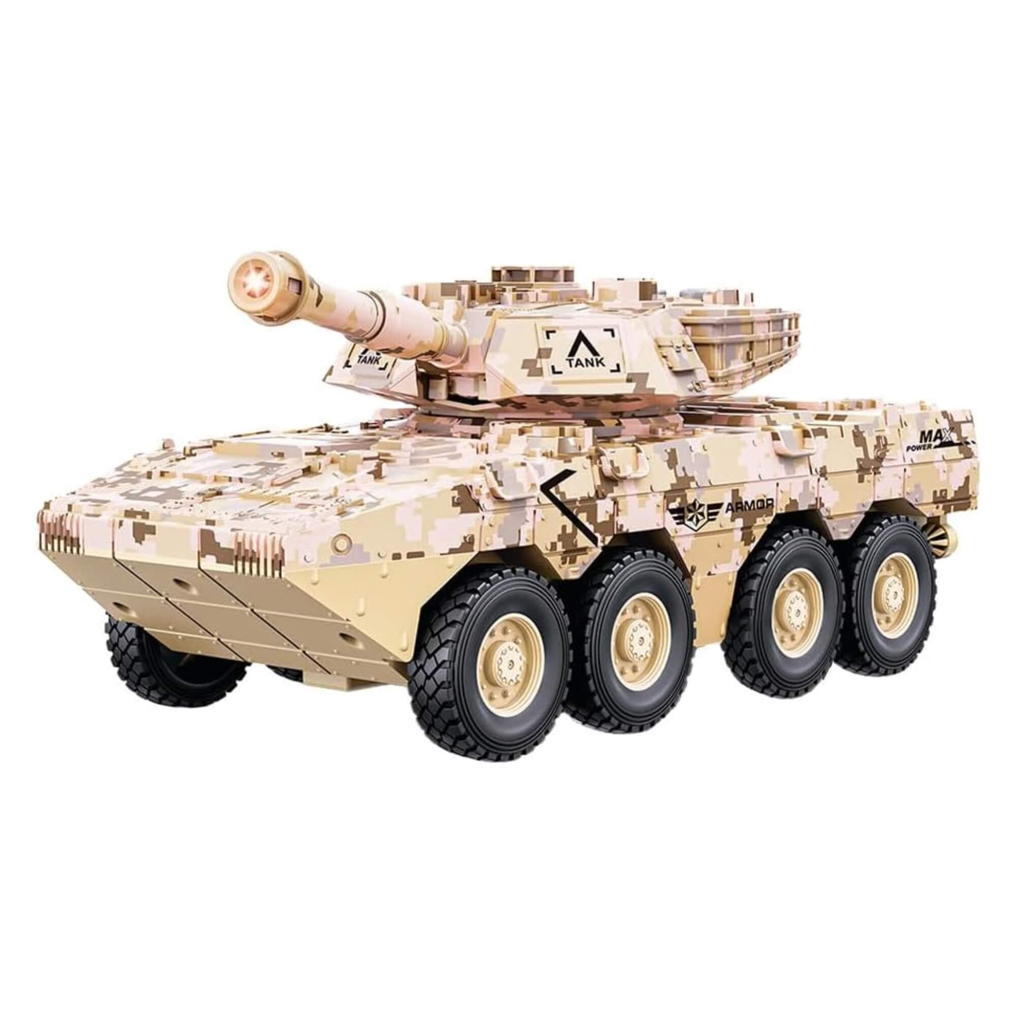 Brinquedo Infantil Carrinho Tanque de Guerra Bege Fricção com Luz e Som 26cm Zippy Toys - 10485