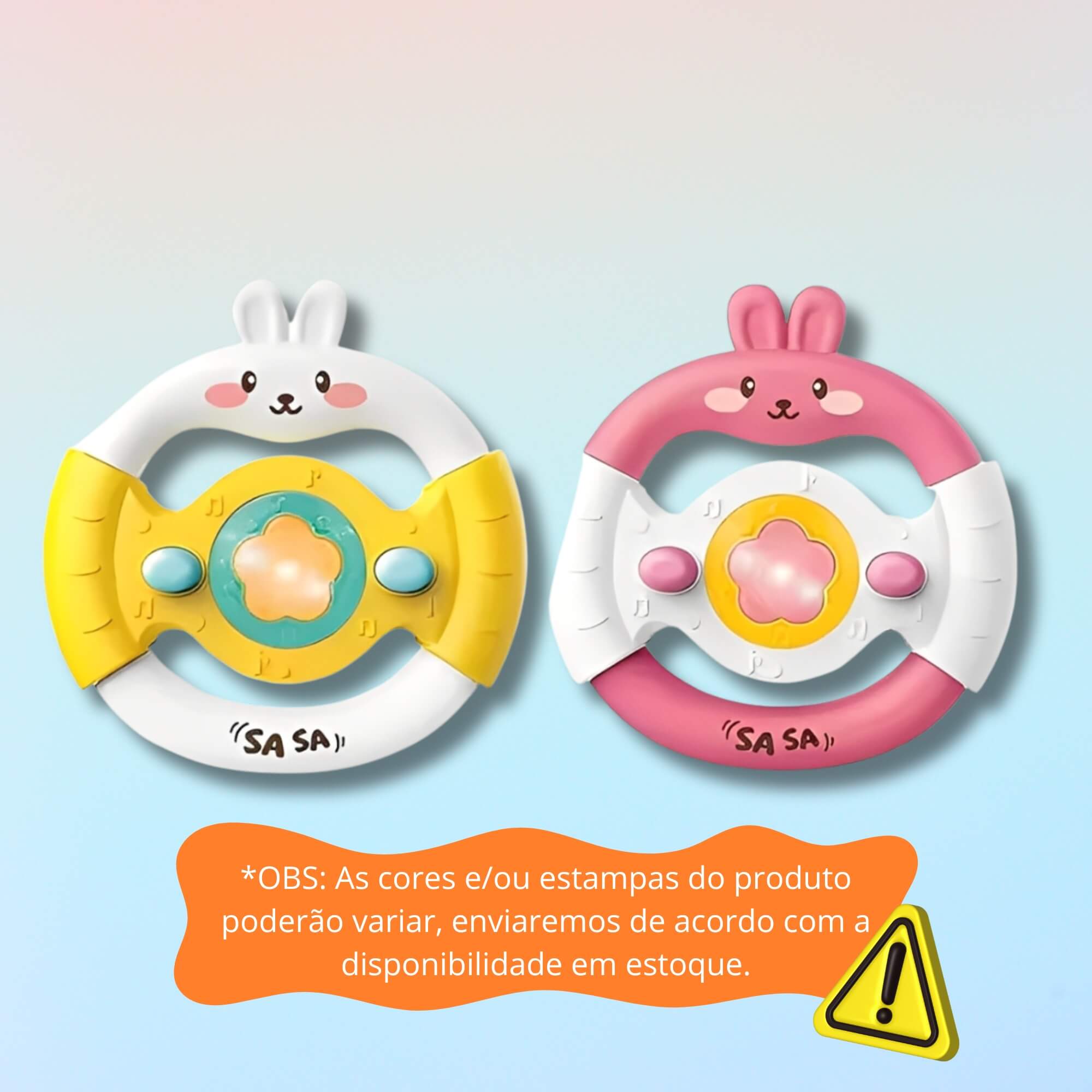 Brinquedo Infantil Volante Coelhinho com Luz e Som - Sortido e Unitário Zippy Toys - 11095
