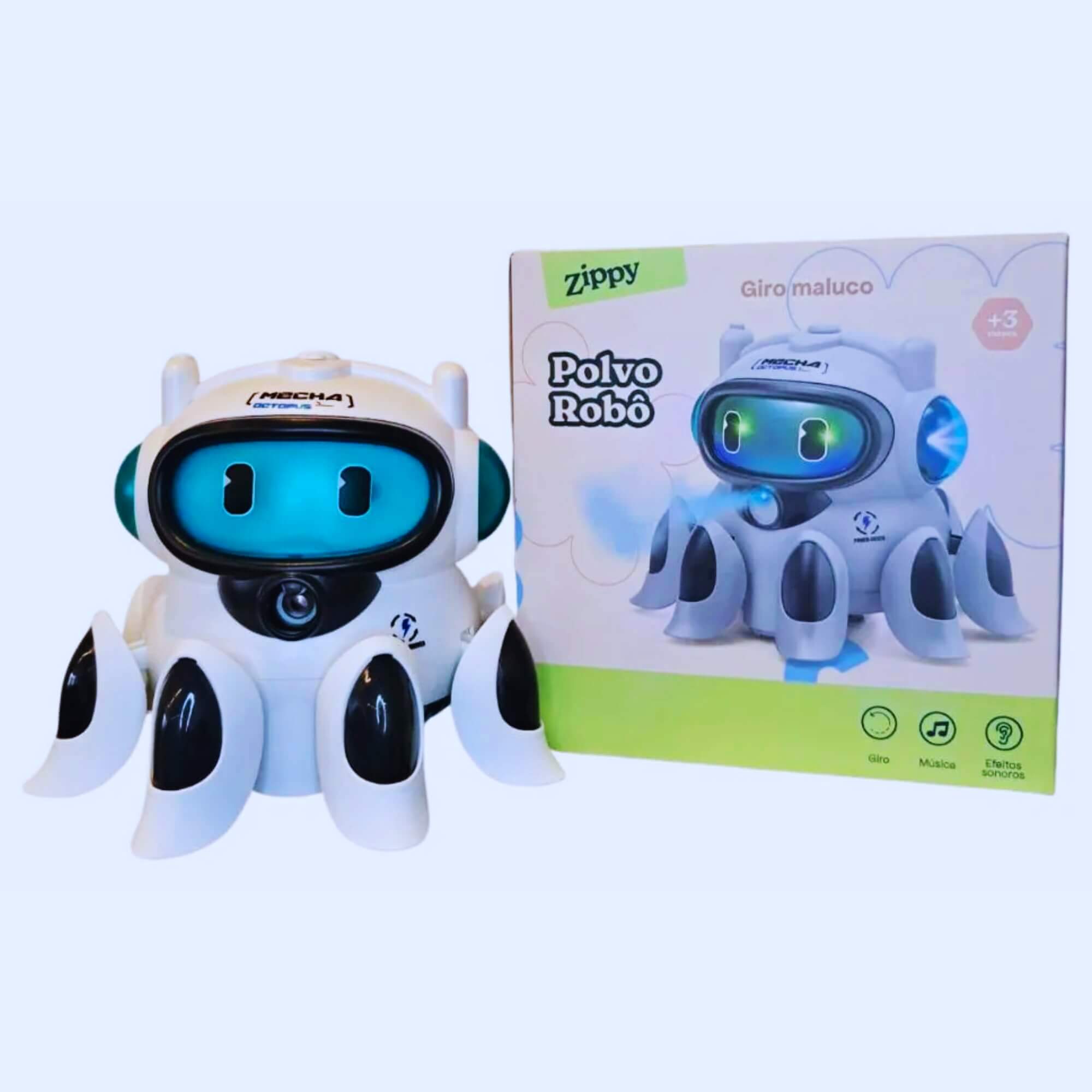 Brinquedo Infantil Polvo Robô Divertido e Interativo com Luz e Som Zippy Toys - 11128