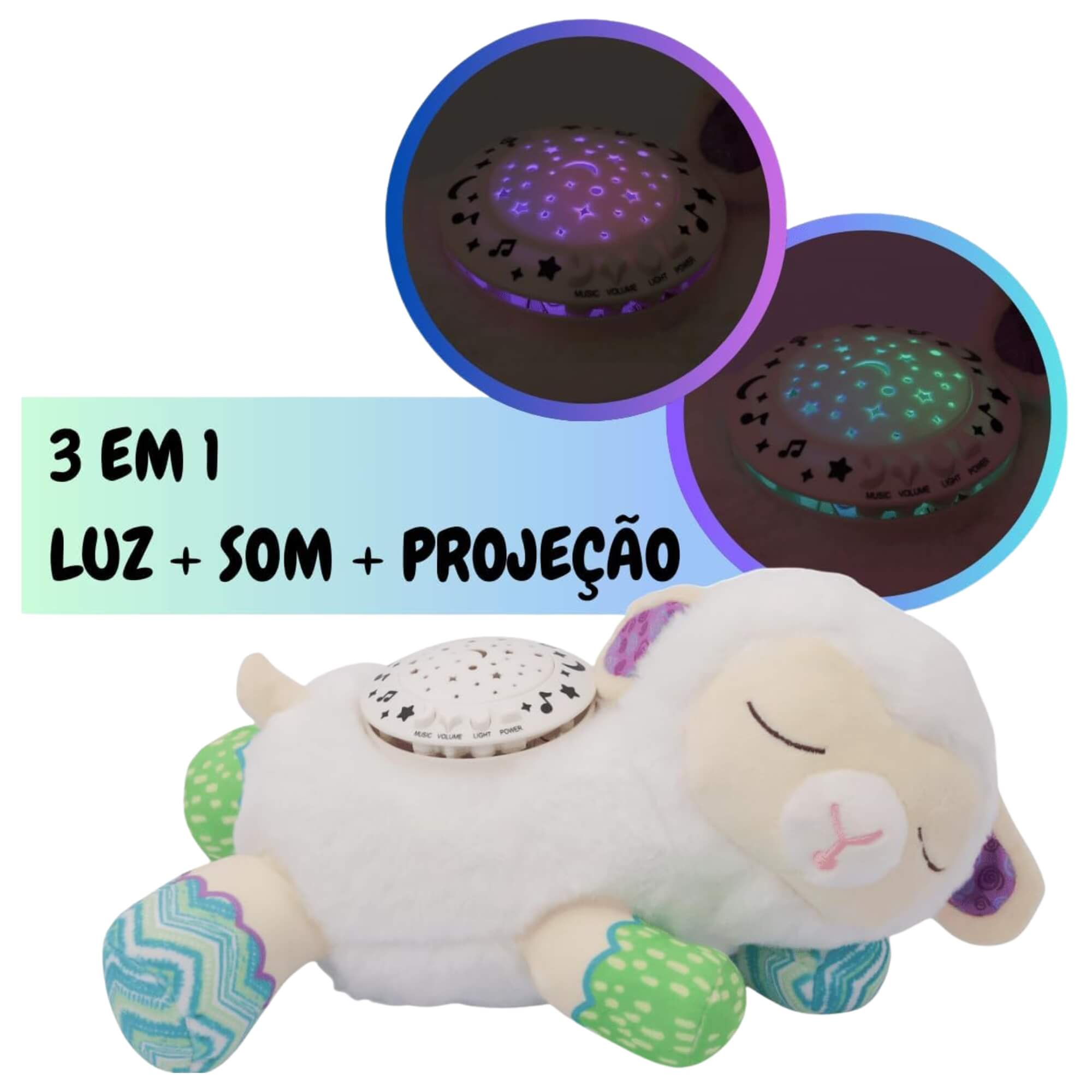 Pelúcia Infantil Carneirinho com Luz e Som Zippy Toys - 11126