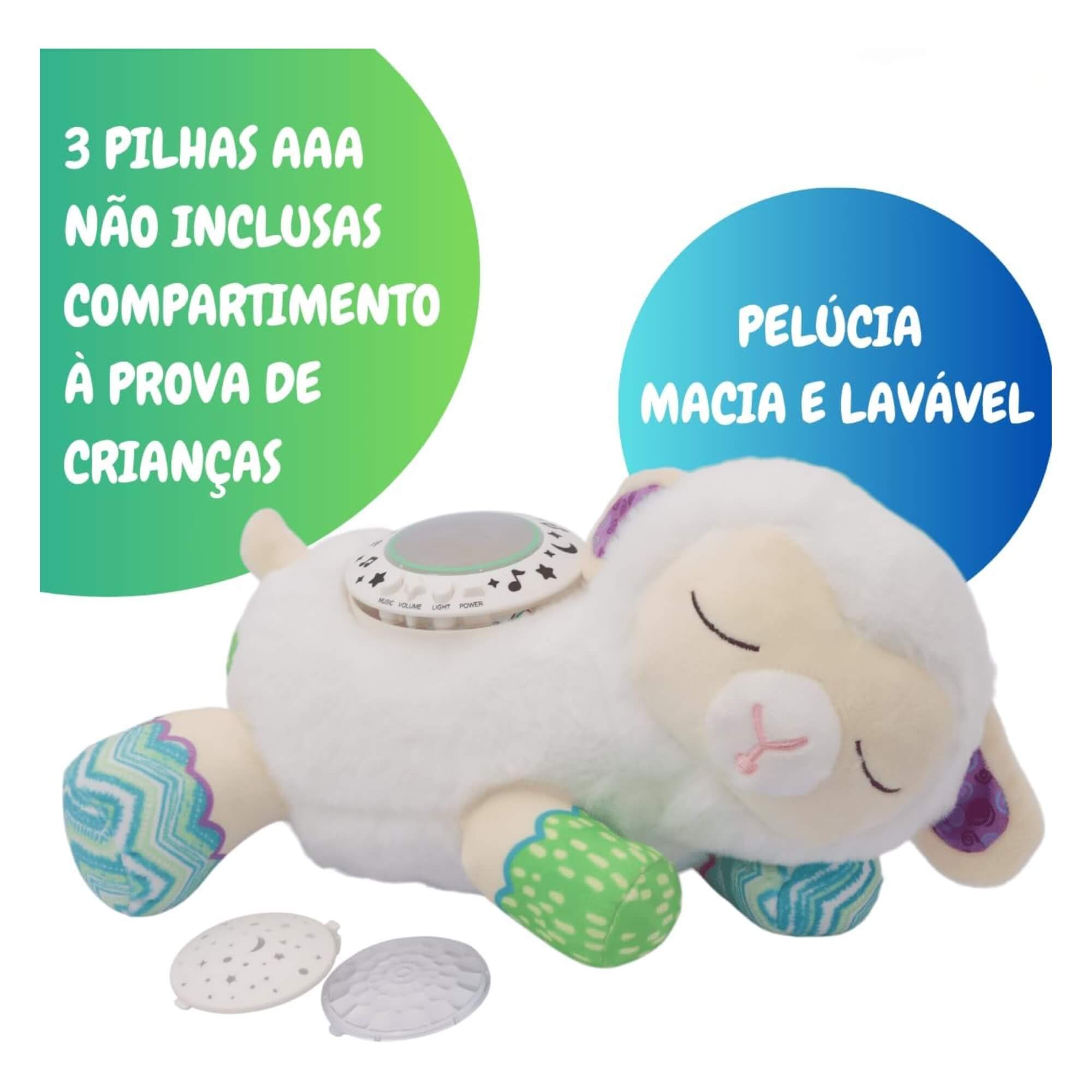 Pelúcia Infantil Carneirinho com Luz e Som Zippy Toys - 11126