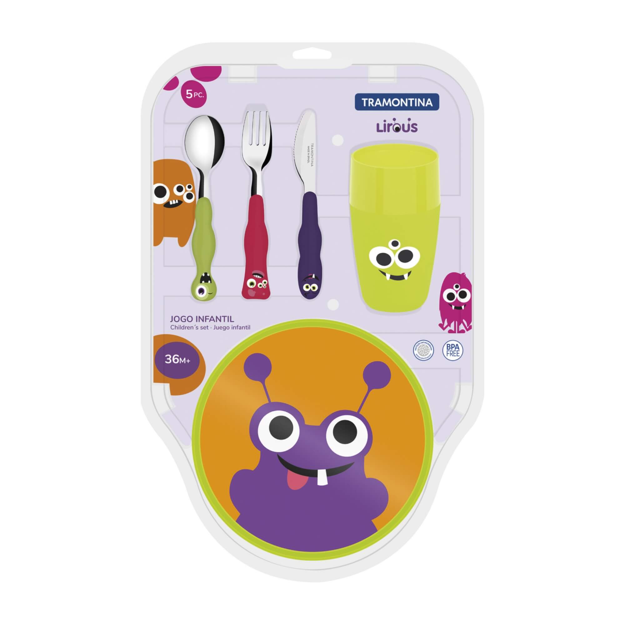 Jogo Infantil Lirous Colorido 05 Peças Tramontina - 23797001