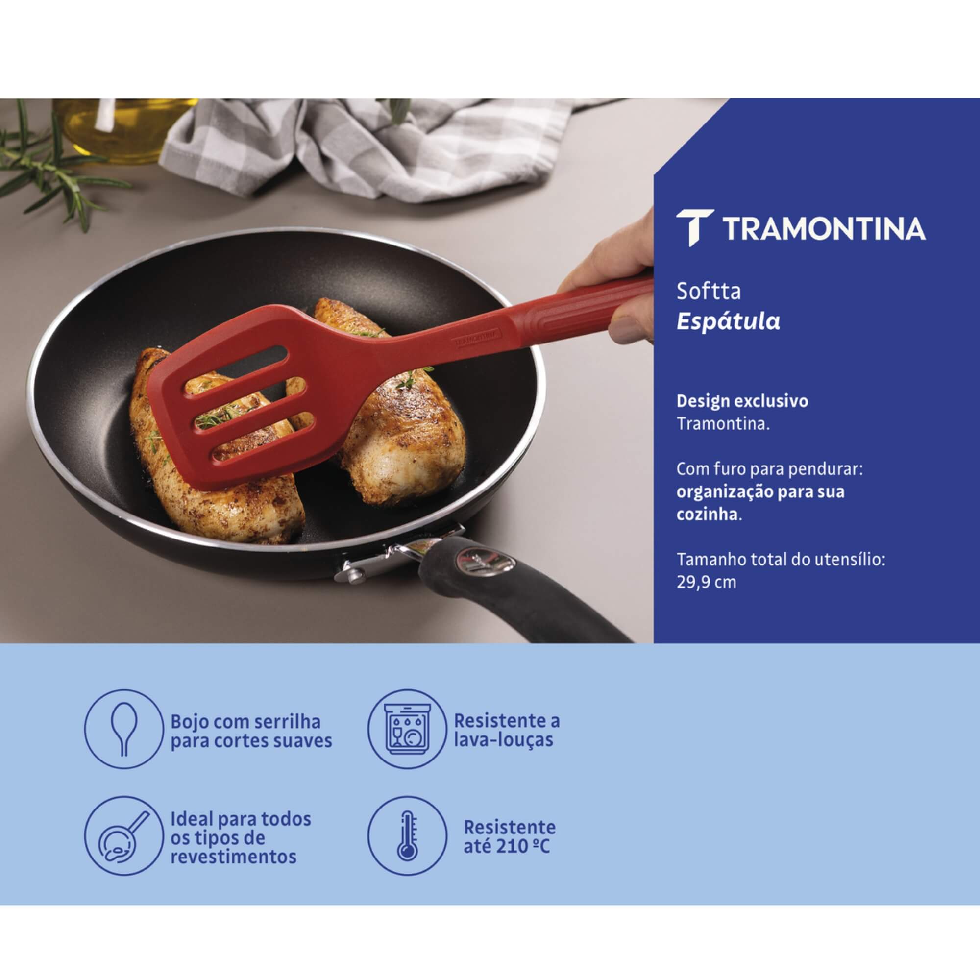 Espátula Vazada de Silicone Softta Vermelha Tramontina - 25850170