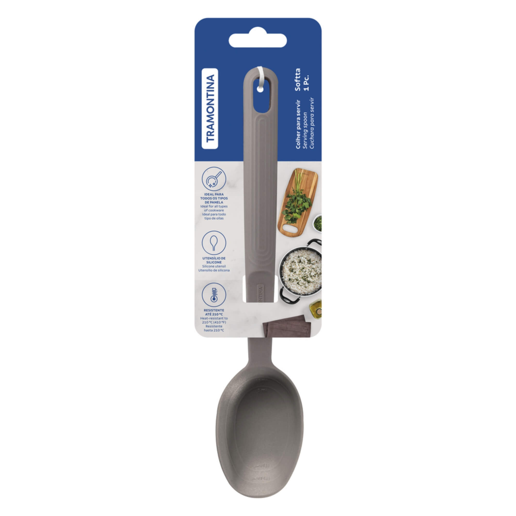 Colher de Silicone para Servir Softta Cinza Tramontina - 25852160