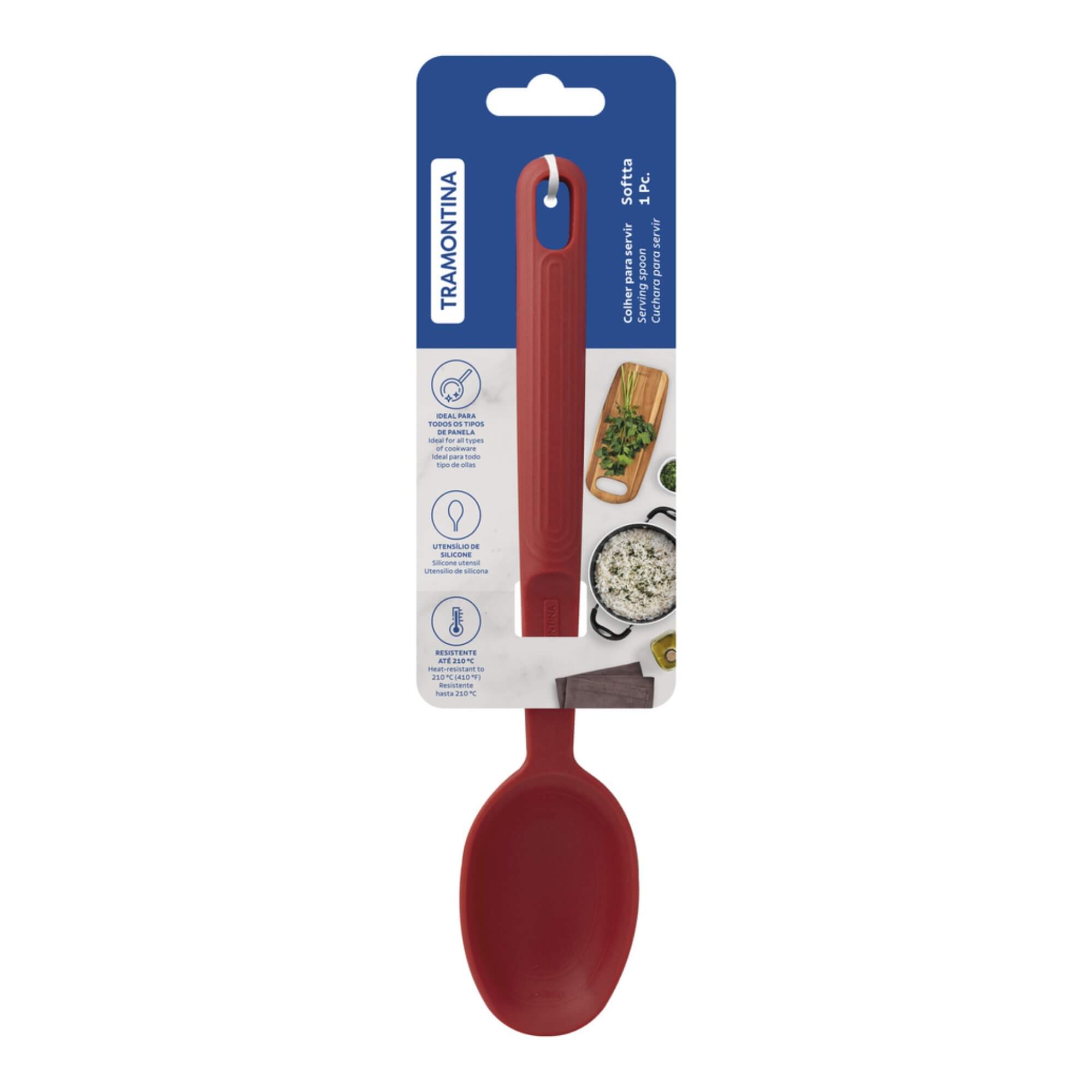 Colher de Silicone para Servir Softta Vermelha Tramontina - 25852170