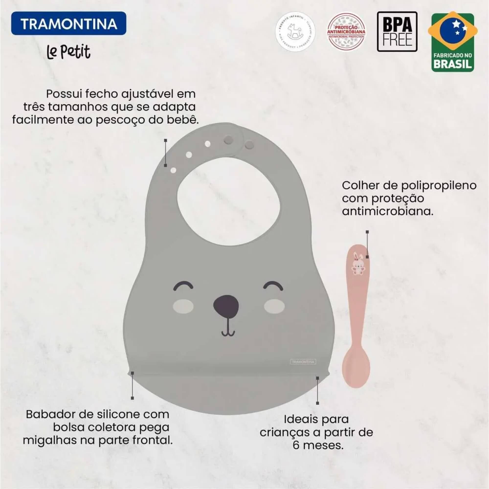 Kit Babador e Colher Infantil Le Petit 02 Peças Tramontina - 23797404