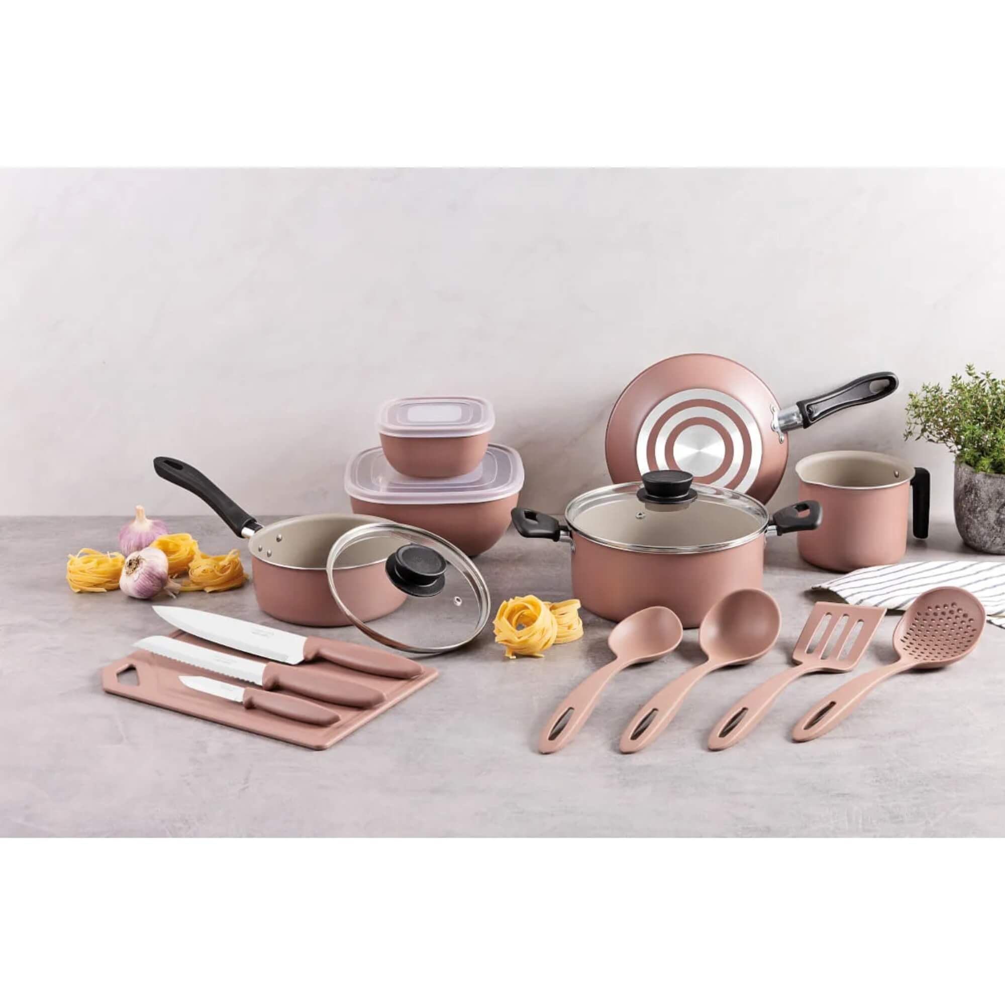 Kit Cozinha 14 Peças em Alumínio Starflon Max na cor Mocaccino Tramontina - 28299310