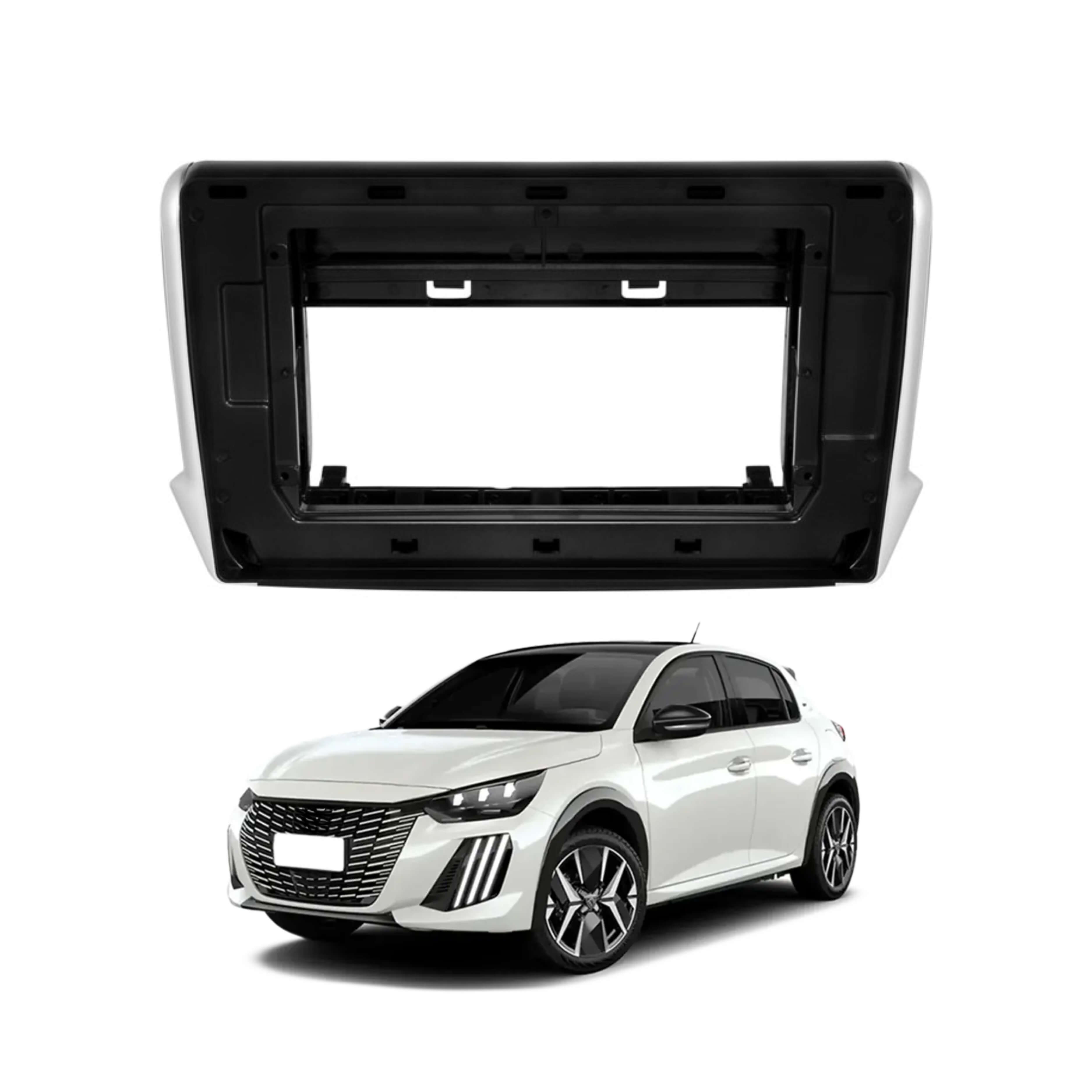 Moldura 10" preta c/ detalhe prata compatível c/ Peugeot 208 a partir de 2015 Expex - EPX10PG001