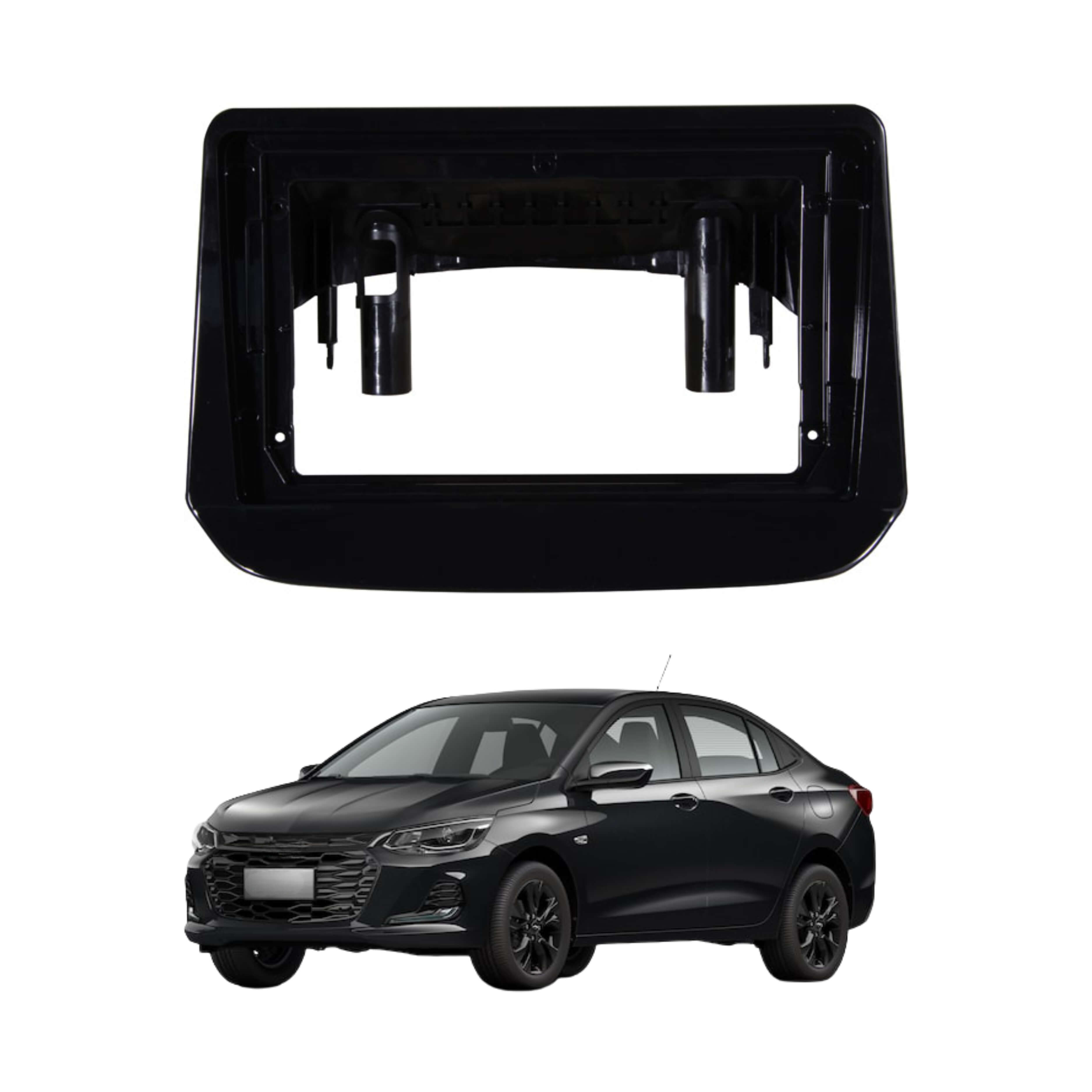 Moldura 9" Pol cor Black Piano compatível c/ Onix 2021/2023 Expex - EPX9GM028
