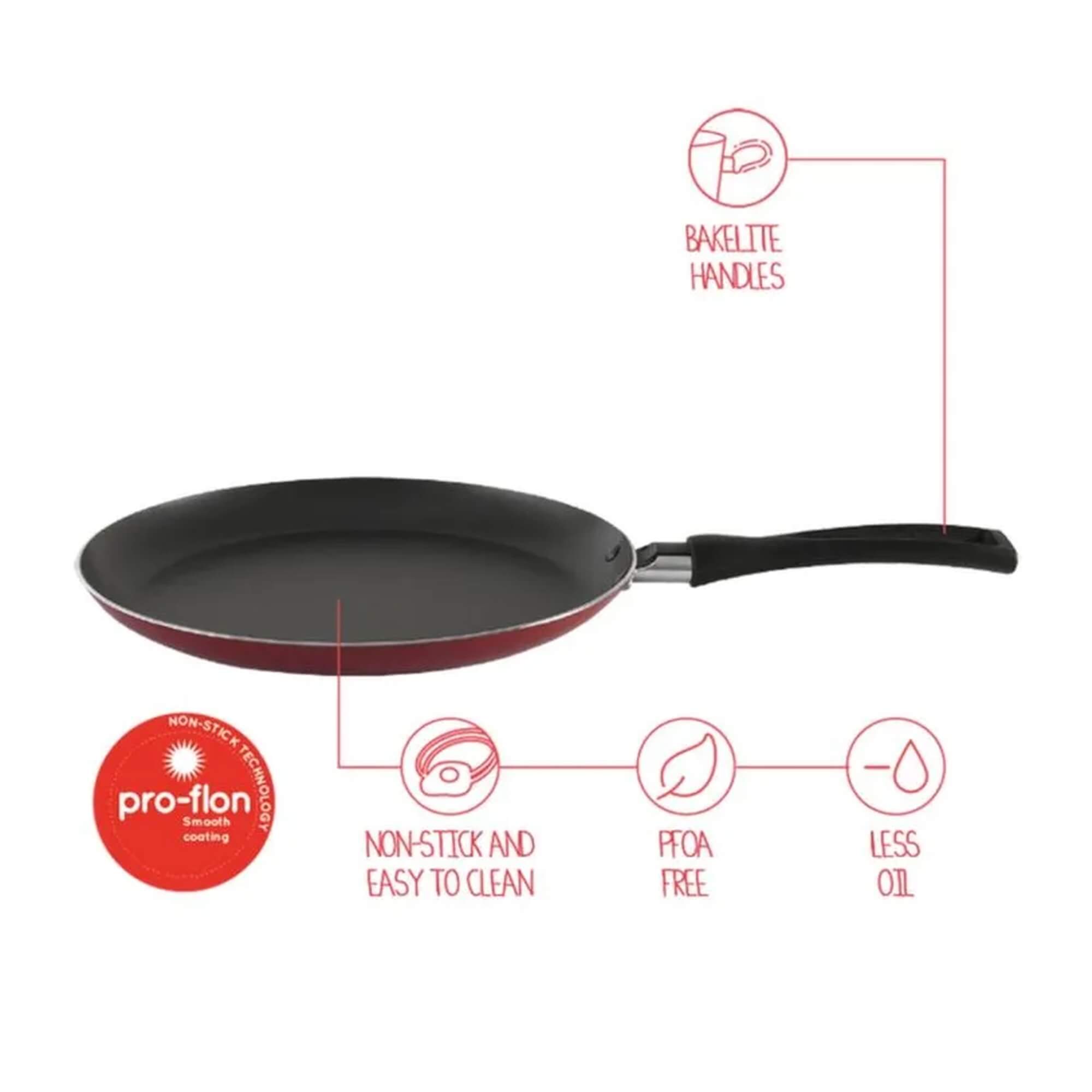 Tapioqueira e Panquequeira Garlic 22cm 0,45L Antiaderente Pro-flon Vermelha Brinox - 7001/369