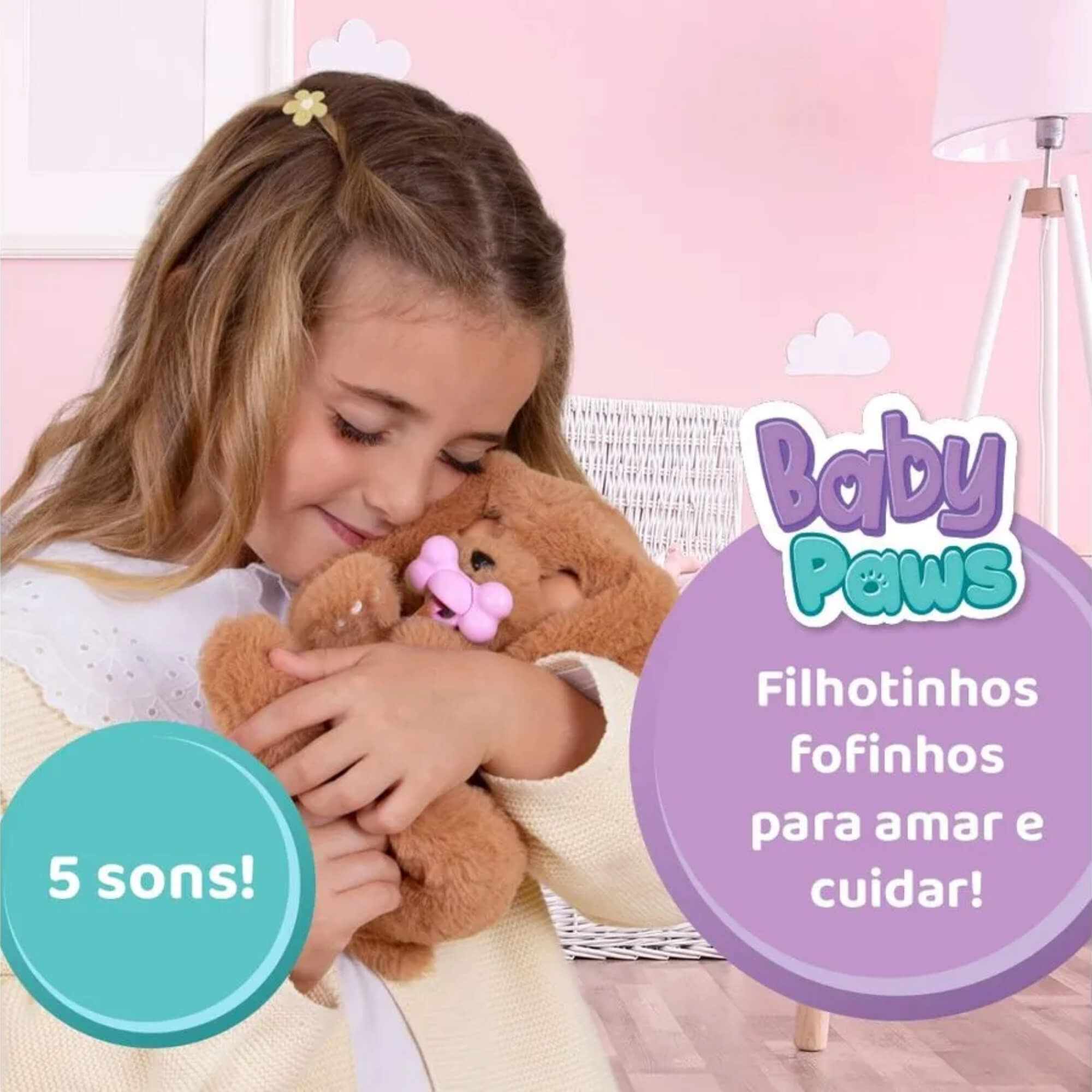 Pelúcia Baby Paws Cachorrinho com Som - Sortido Surpresa Multikids - BR1814
