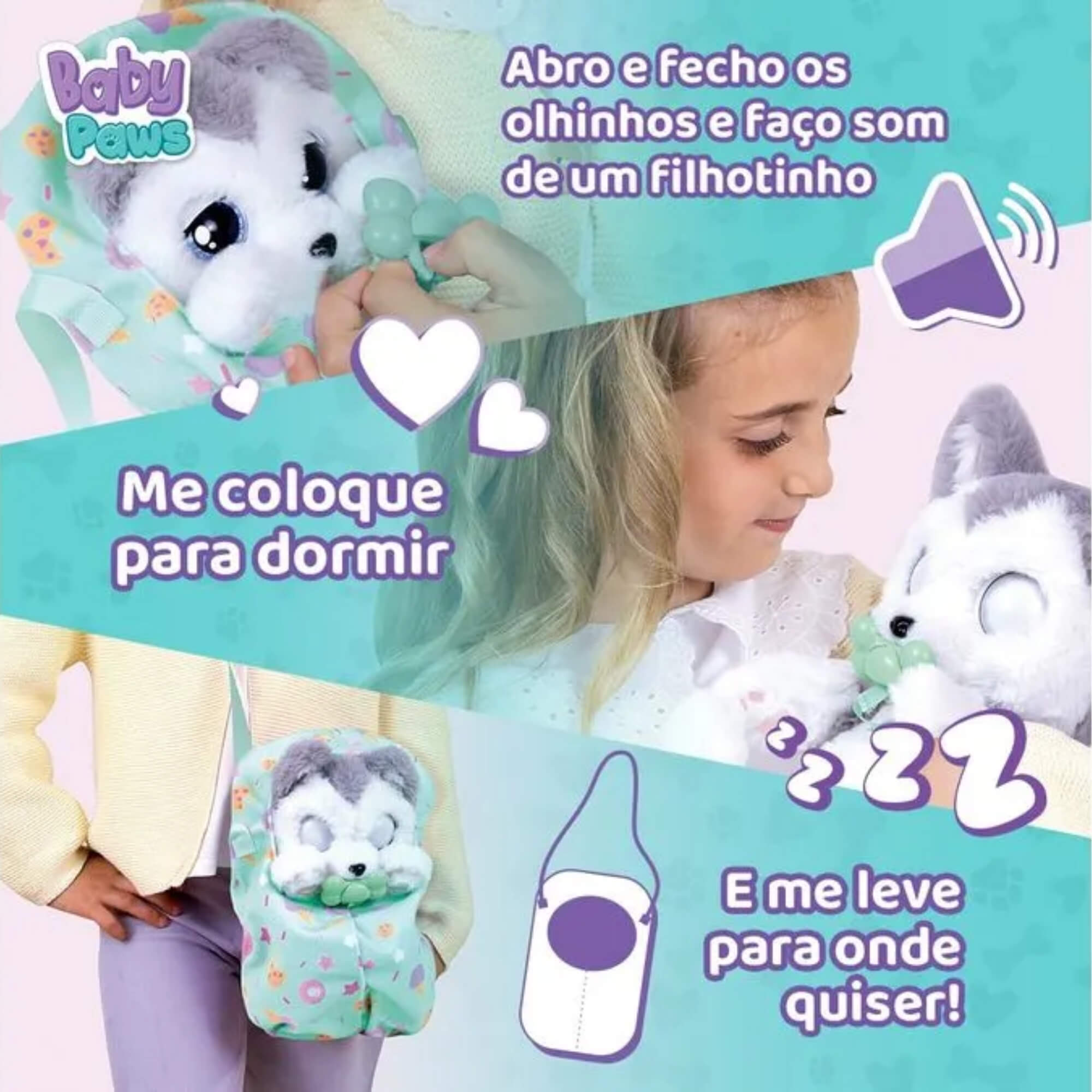 Pelúcia Baby Paws Cachorrinho com Som - Sortido Surpresa Multikids - BR1814