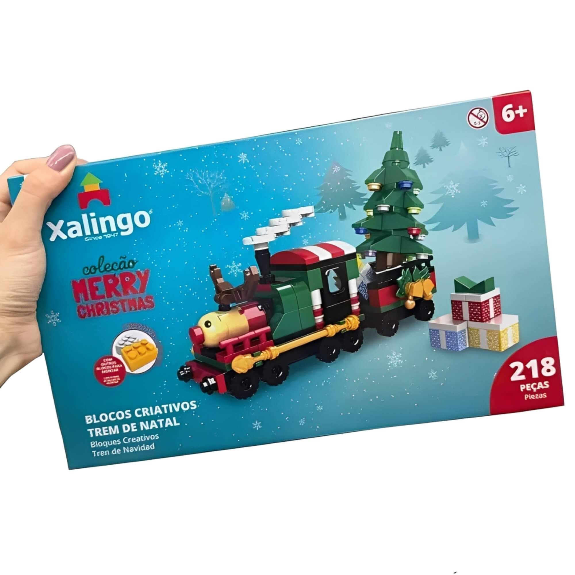 Brinquedo Infantil Blocos Criativos Natal 218 Peças Xalingo - 15976