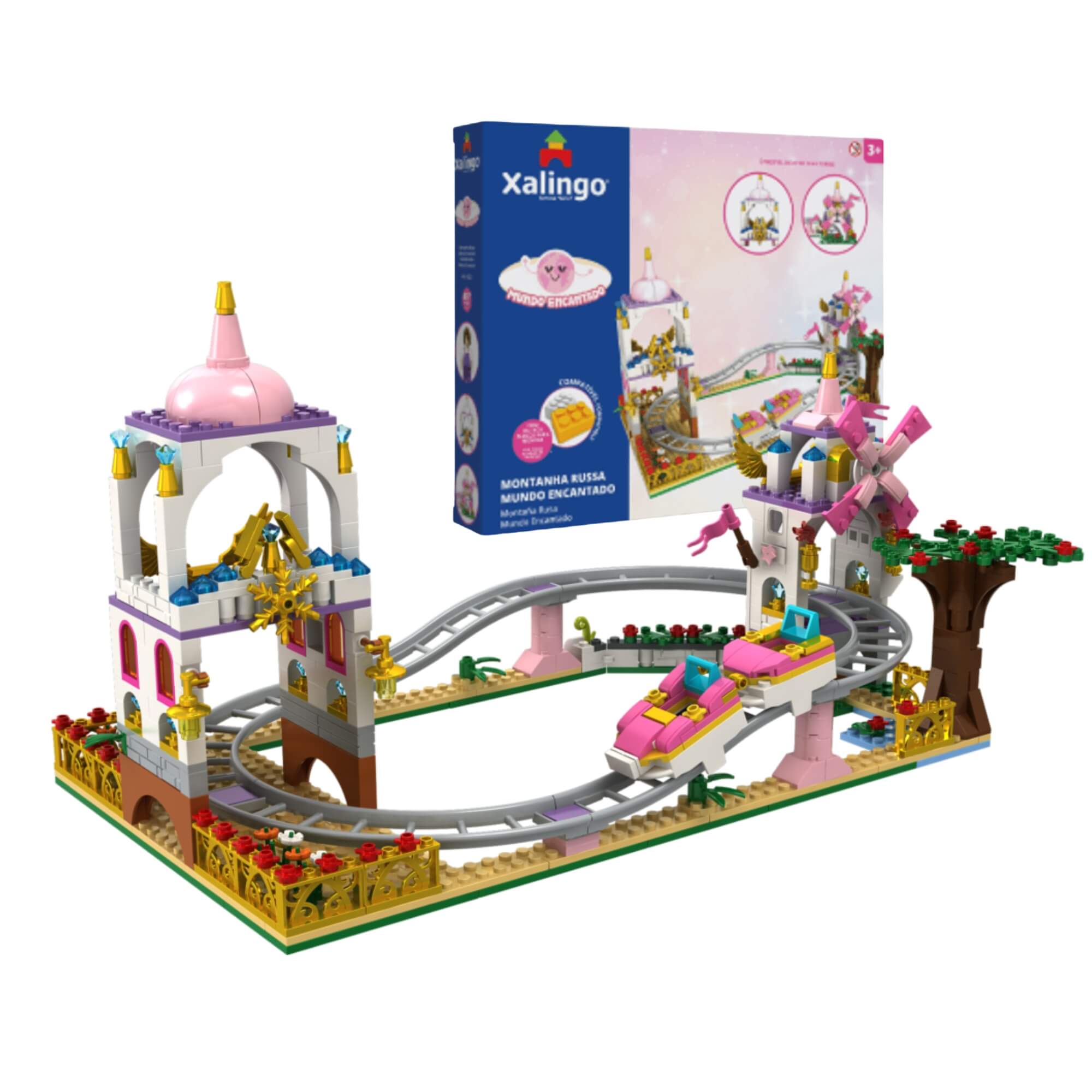 Brinquedo Infantil Mundo Encantado Montanha Russa 479 Peças Xalingo - 16221
