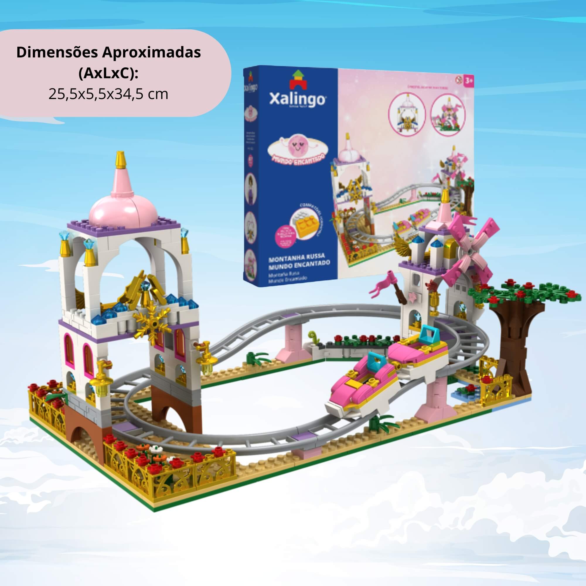 Brinquedo Infantil Mundo Encantado Montanha Russa 479 Peças Xalingo - 16221