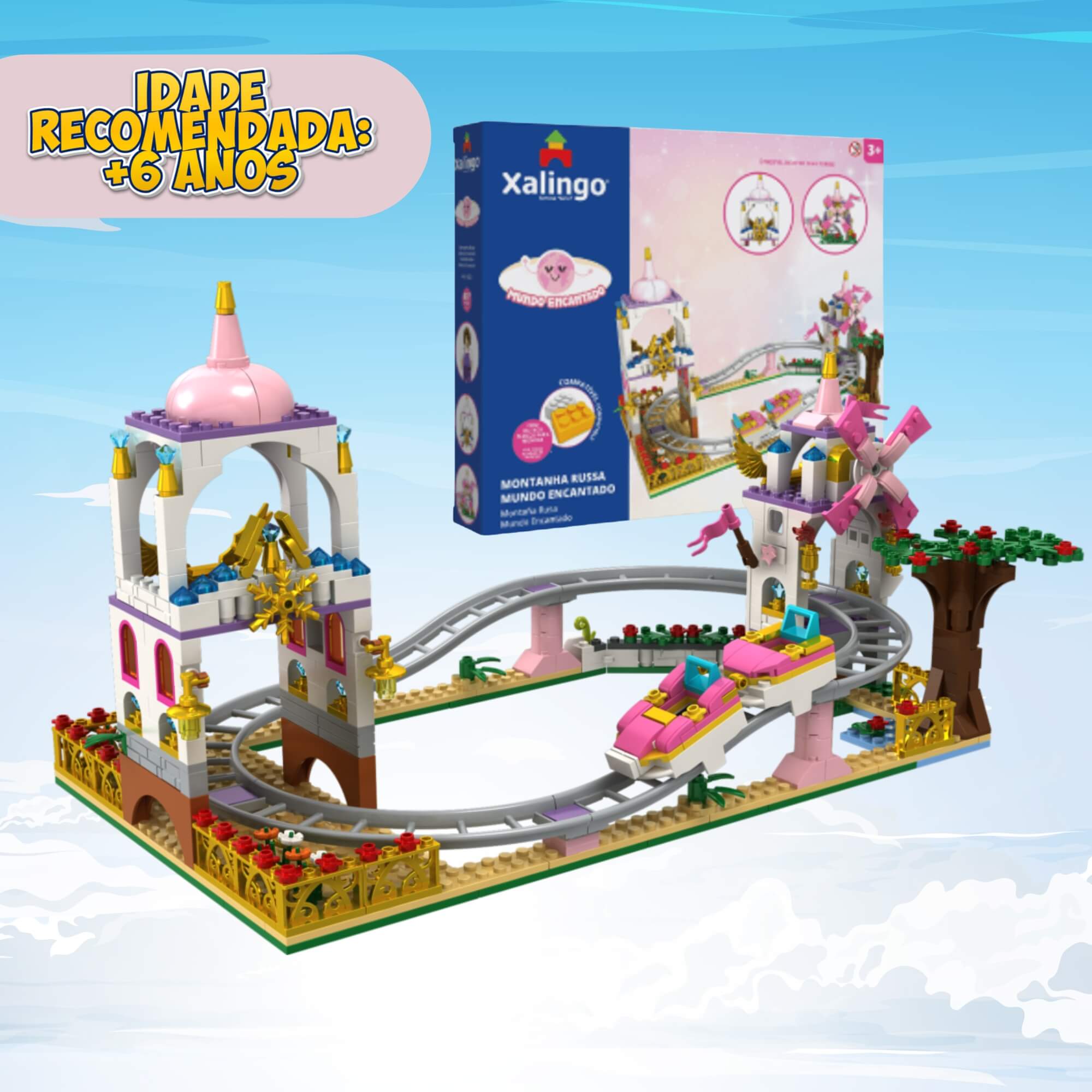 Brinquedo Infantil Mundo Encantado Montanha Russa 479 Peças Xalingo - 16221