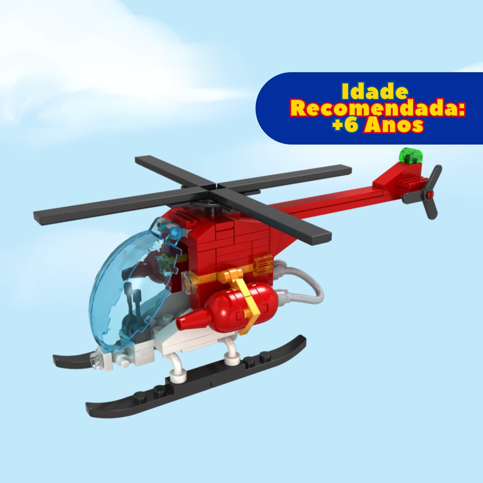 Brinquedo Infantil Blocos de Montar Bombeiros Helicóptero 140 peças Xalingo - 15309