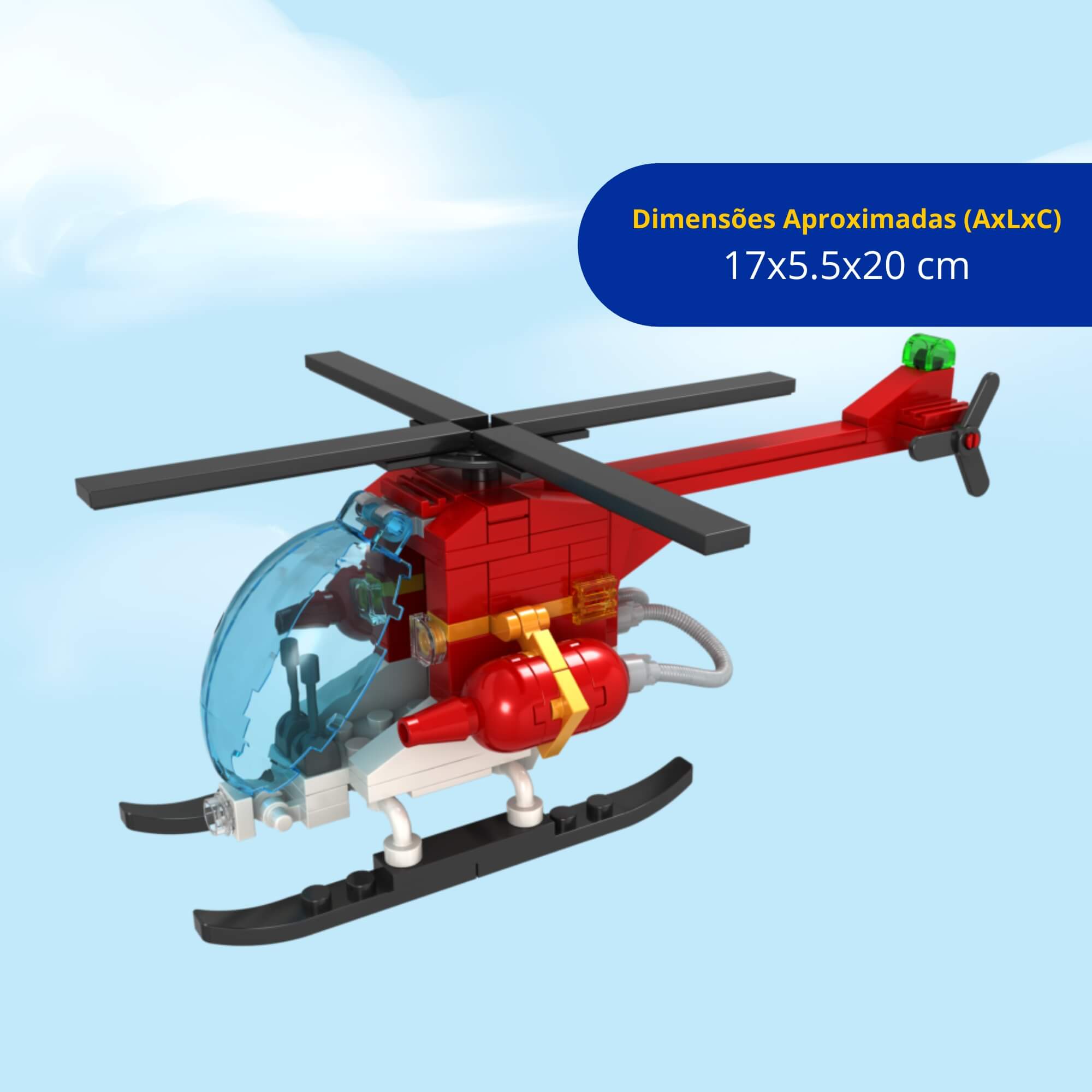 Brinquedo Infantil Blocos de Montar Bombeiros Helicóptero 140 peças Xalingo - 15309