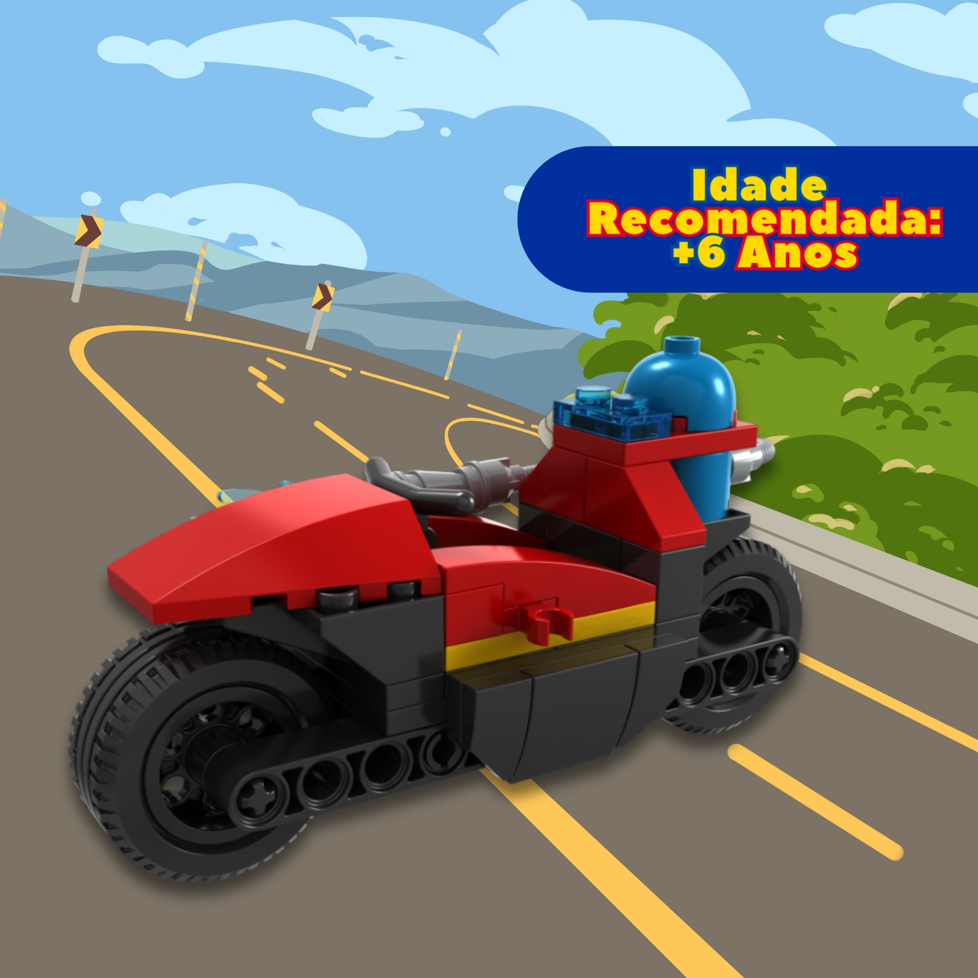 Brinquedo Infantil Blocos de Montar Bombeiros Motocicleta 60 Peças Xalingo - 15476