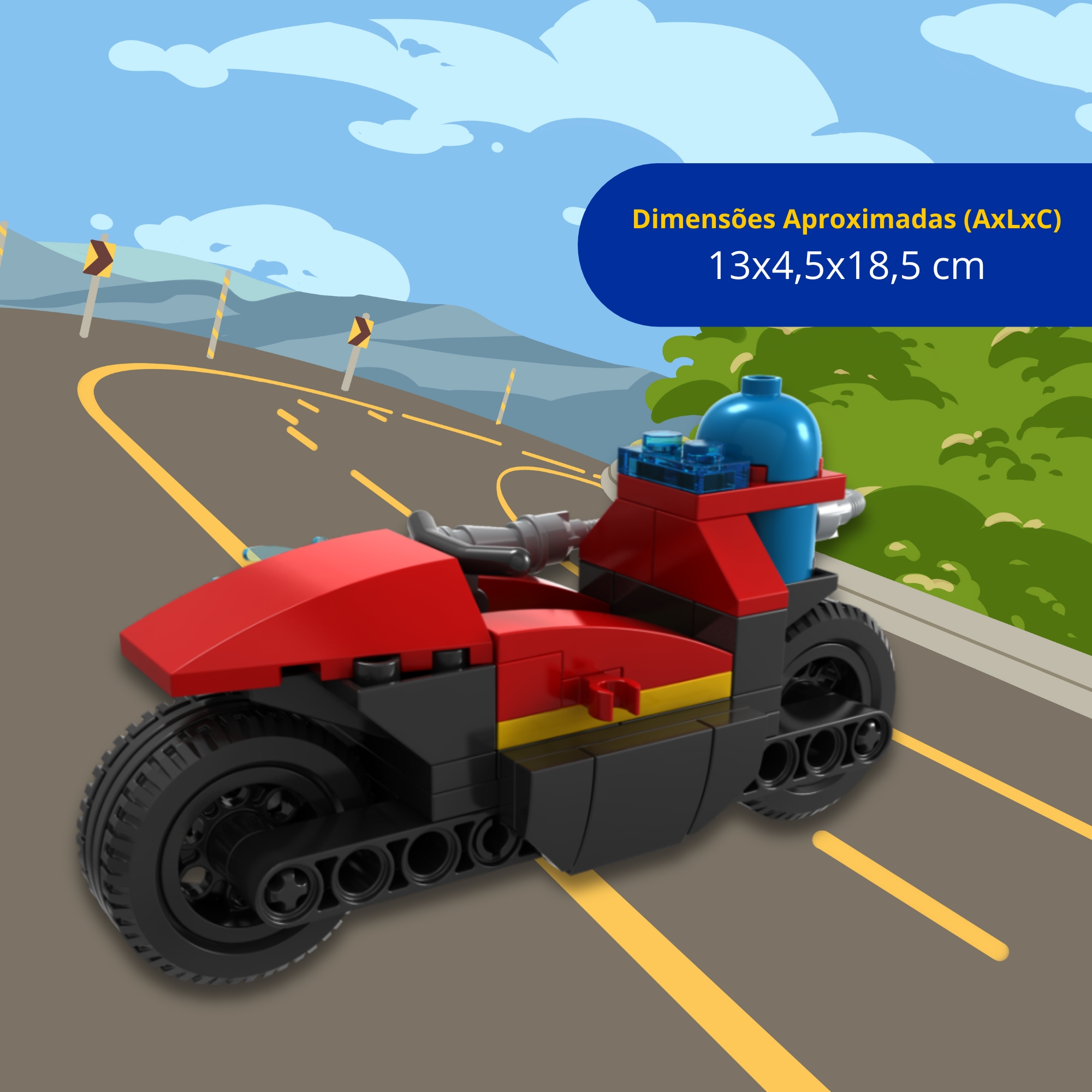 Brinquedo Infantil Blocos de Montar Bombeiros Motocicleta 60 Peças Xalingo - 15476