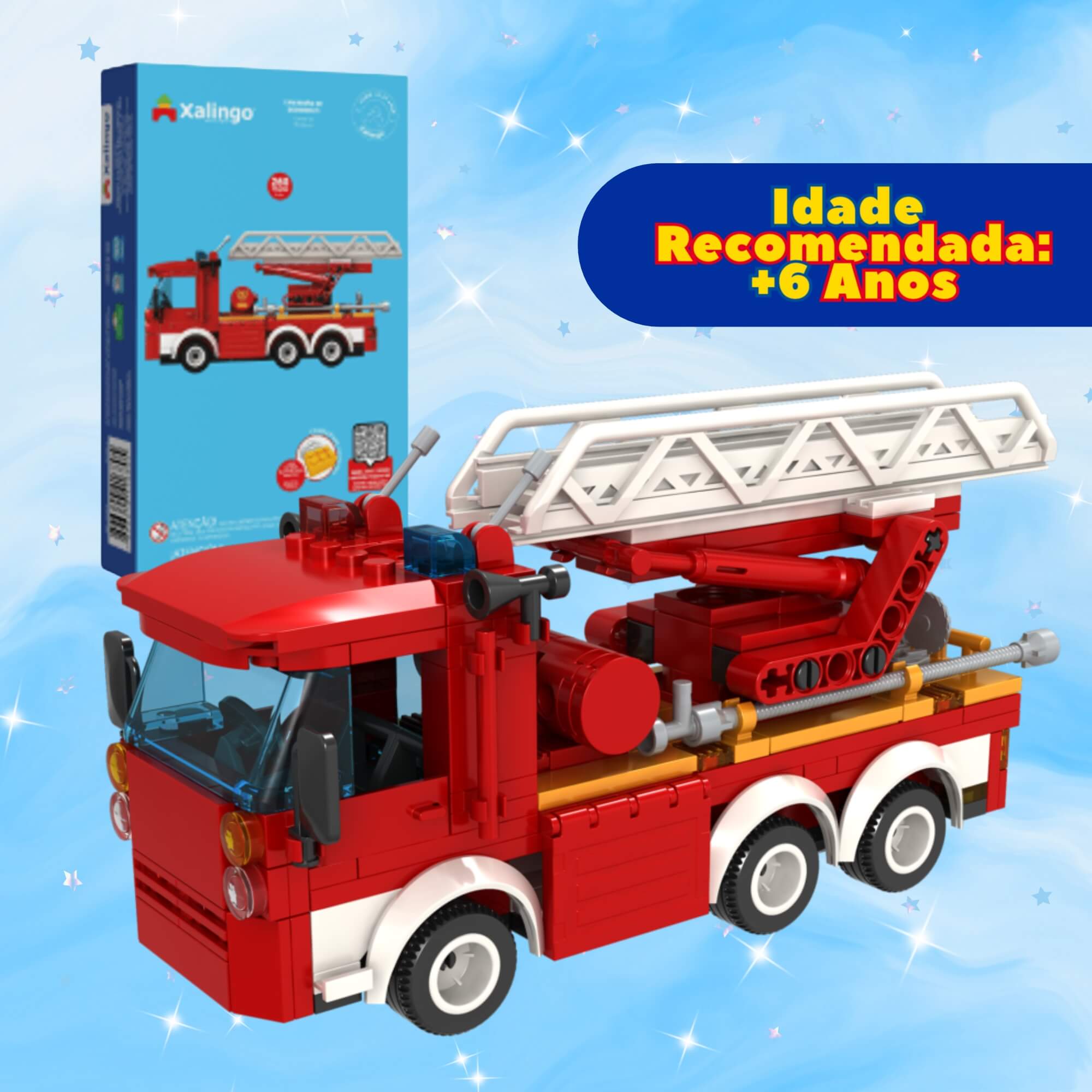 Brinquedo Infantil Blocos de Montar Caminhão de Bombeiros 260 Peças Xalingo - 16198