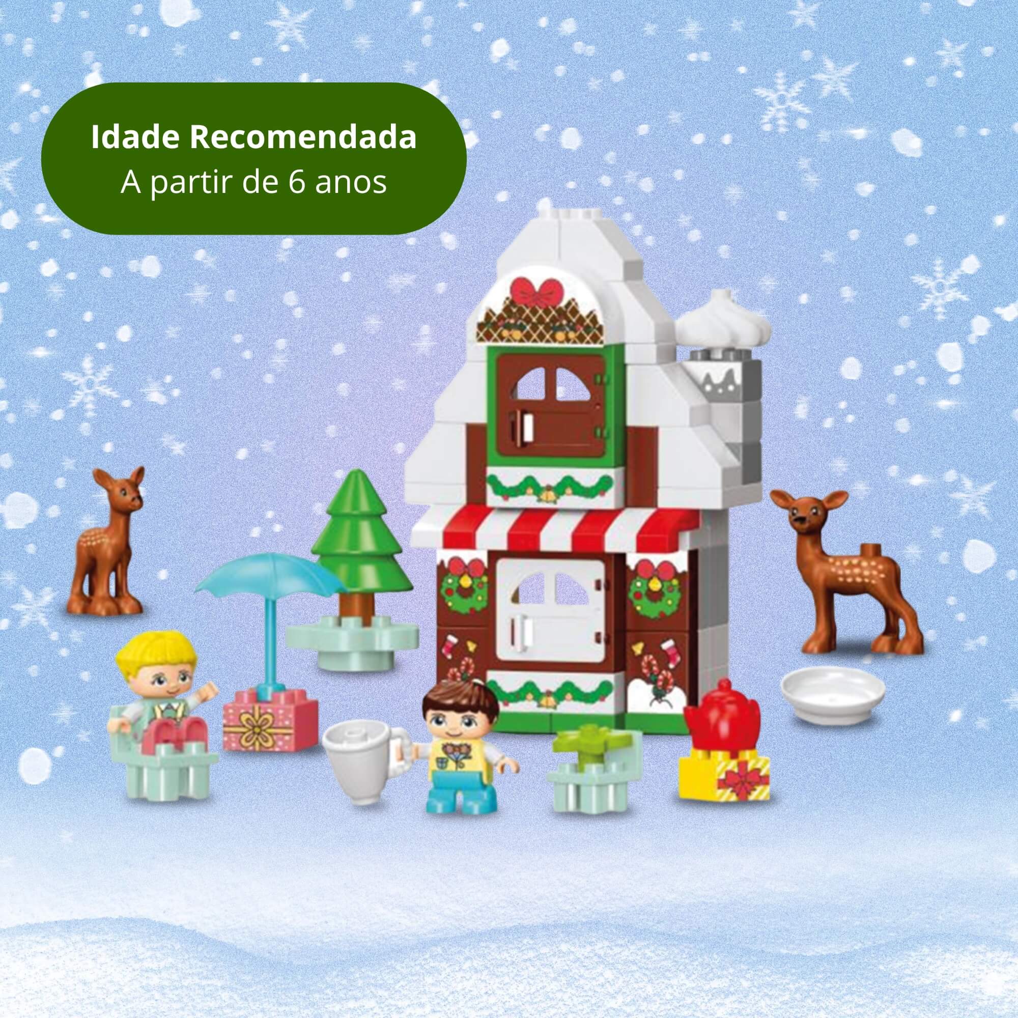 Brinquedo Infantil Blocos de Montar Casa de Natal 77 Peças Xalingo - 16232