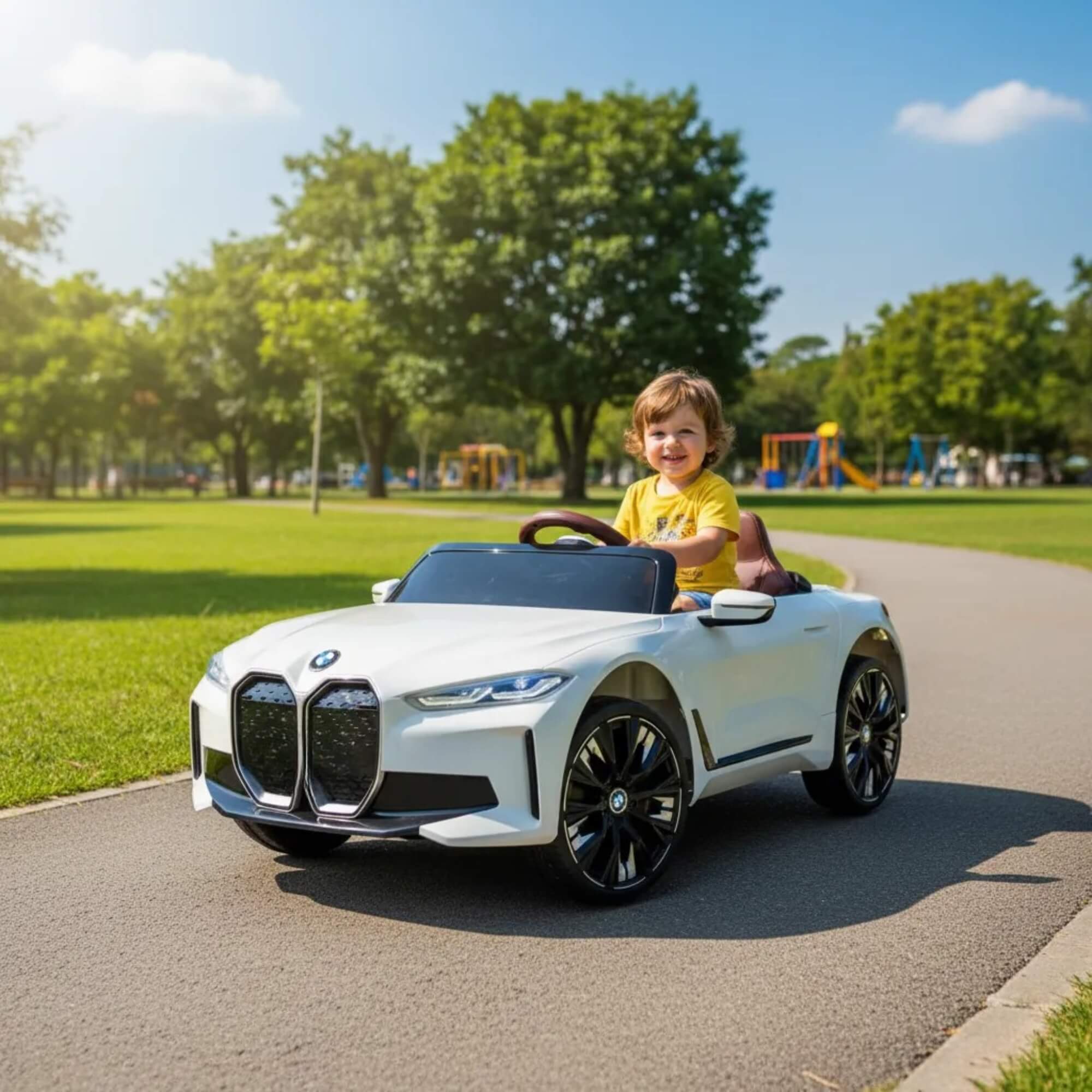 Carro Elétrico Infantil BMW I4 12V com Controle Remoto Branco Zippy Toys - 9980