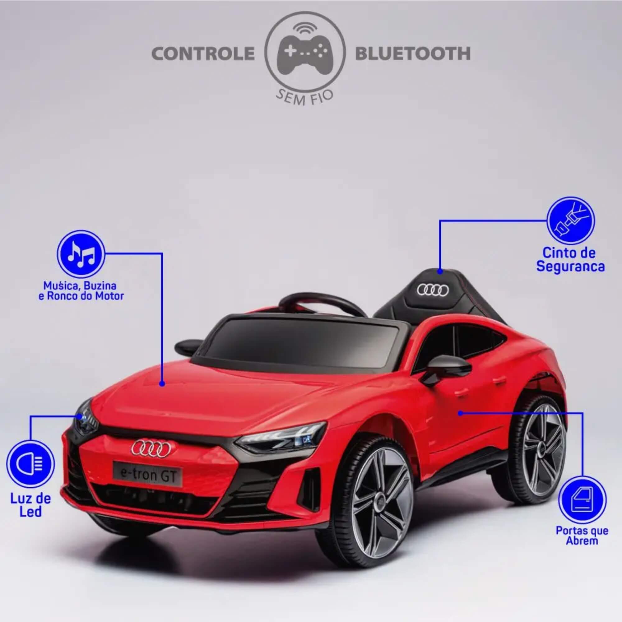 Carro Elétrico Infantil Vermelho com Controle Remoto 12V Audi E-Tron Sportback Zippy Toys - 9970